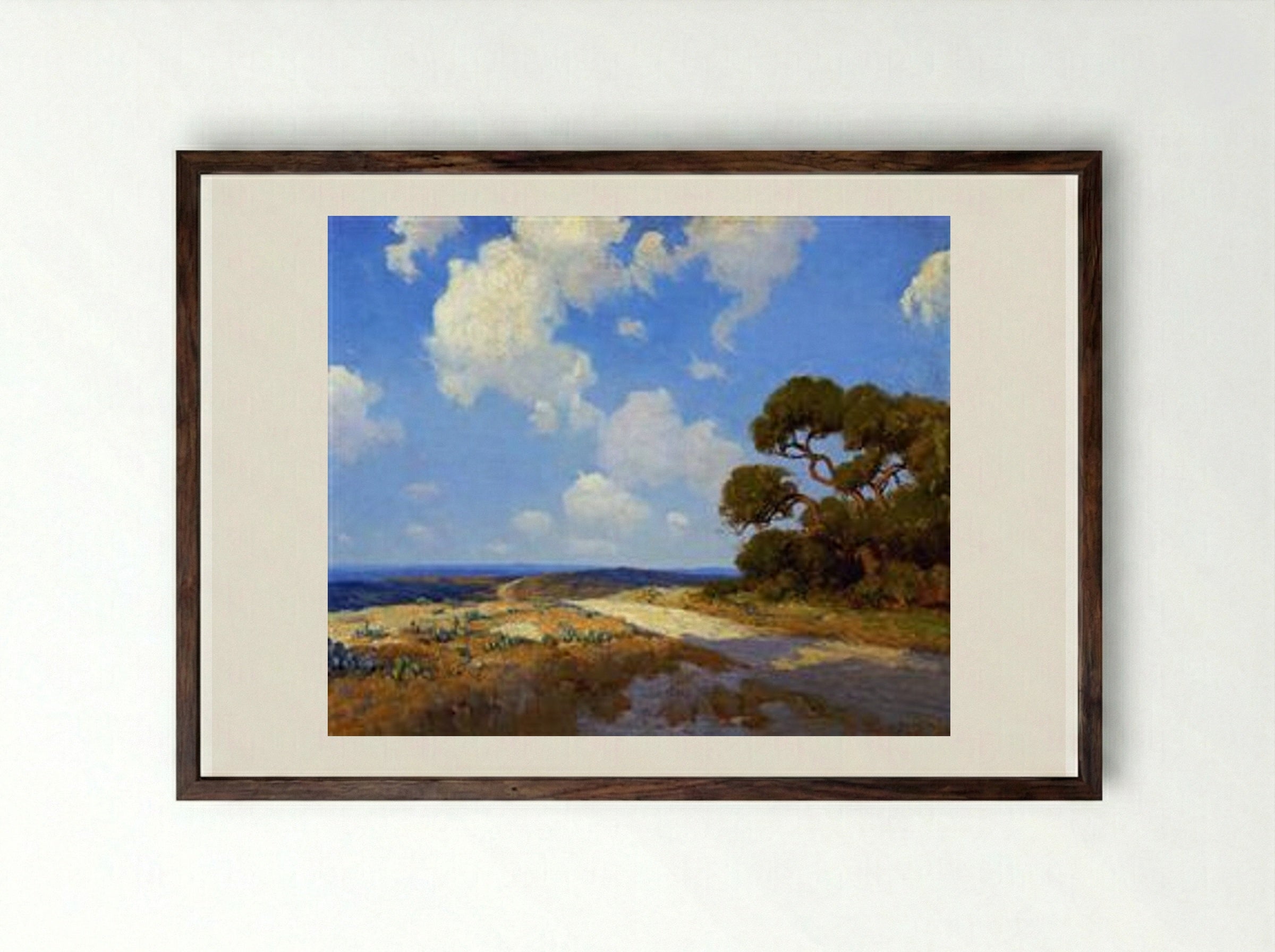 Hill Country Lane - Robert Julian Onderdonk - Framed Print Dark Wood