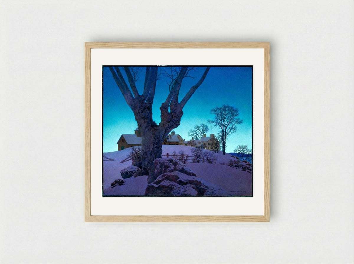 Hill Top Farm, Winter - Maxfield Parrish - Framed Print Wood