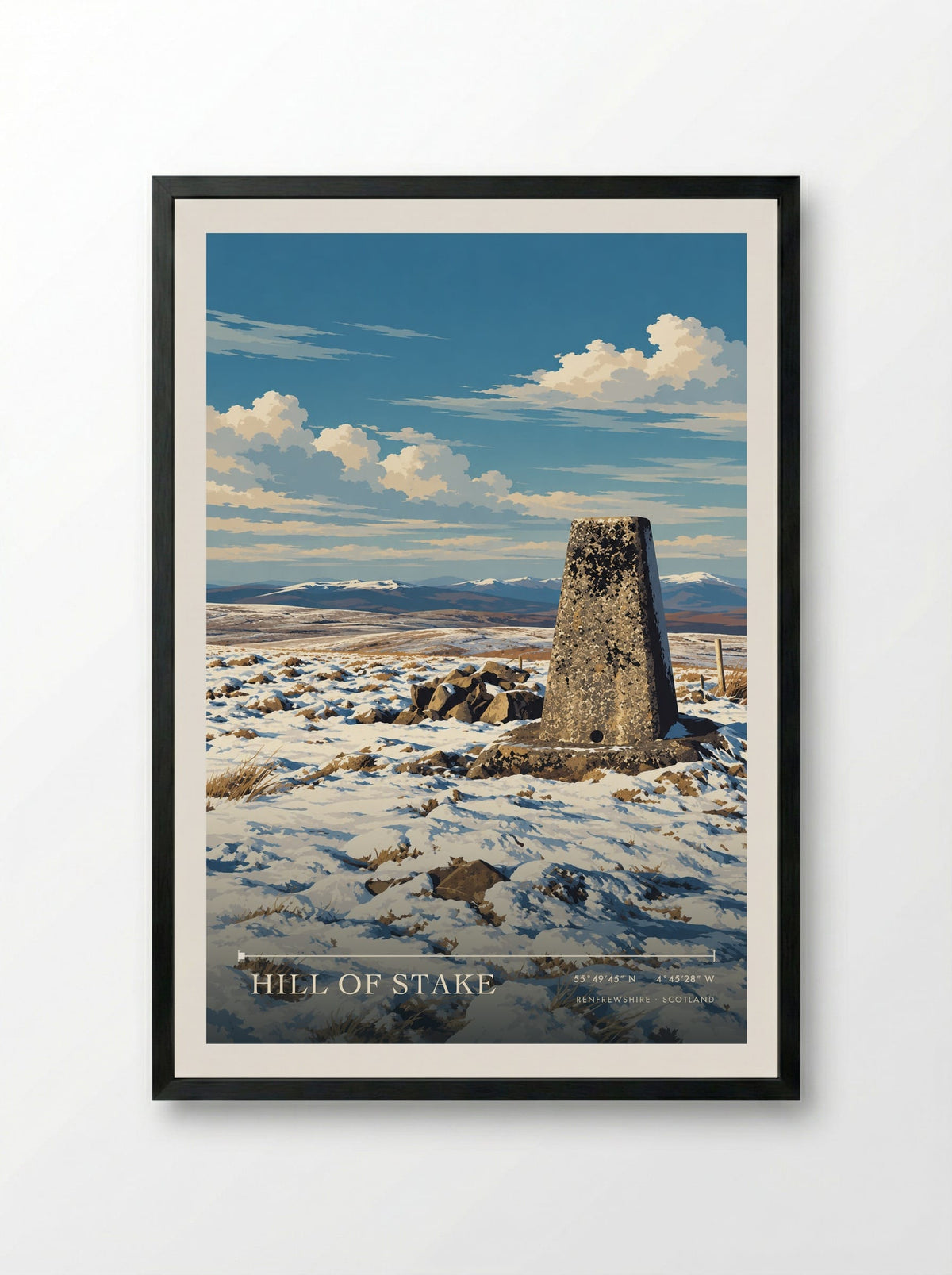 Hill of Stake, Renfrewshire | Travel Poster - Framed Print Black