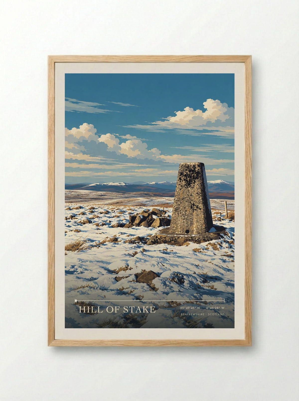 Hill of Stake, Renfrewshire | Travel Poster - Framed Print Wood