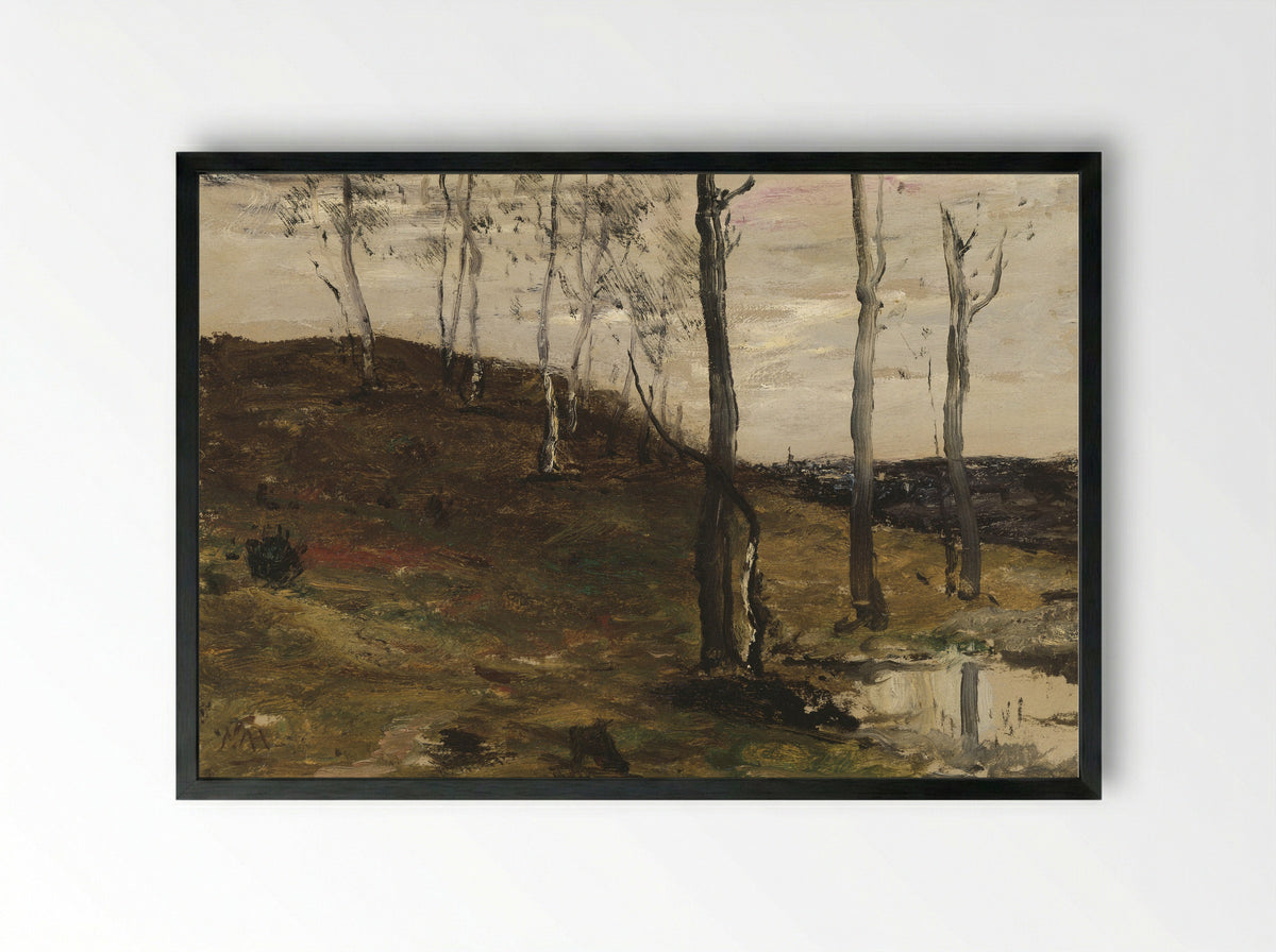 Hillside with Trees - William Morris Hunt - Framed Print Black