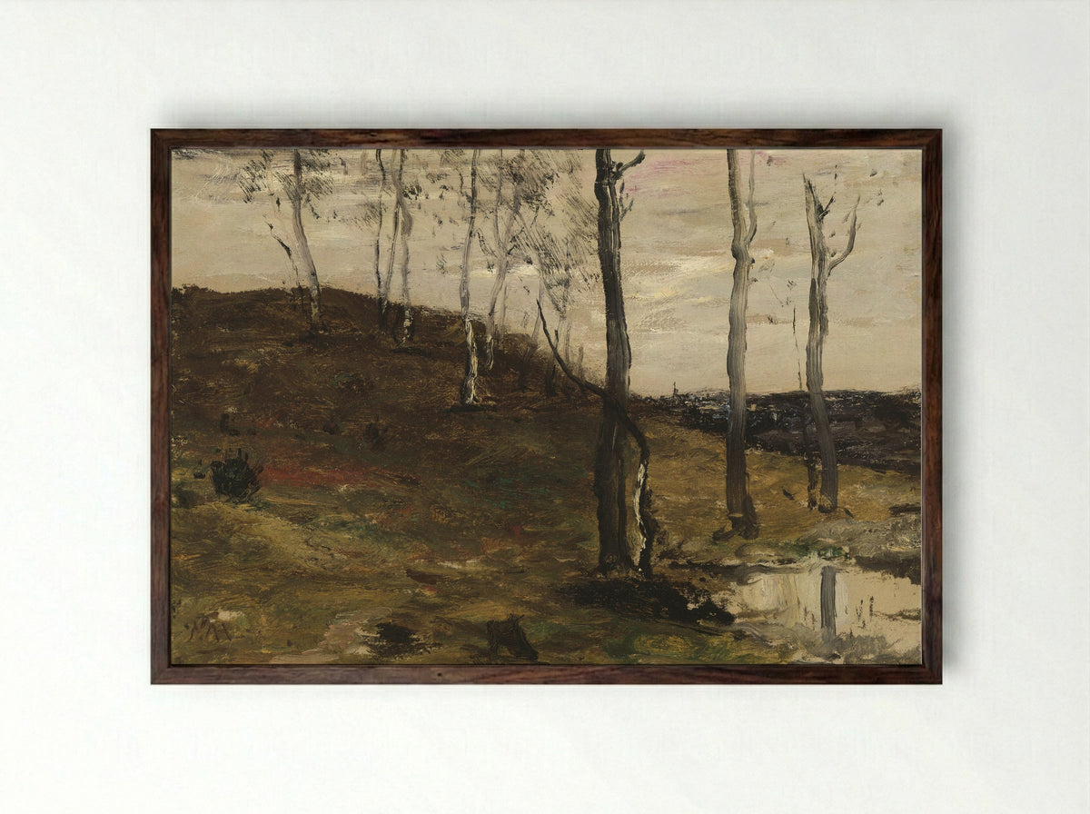 Hillside with Trees - William Morris Hunt - Framed Print Dark Wood
