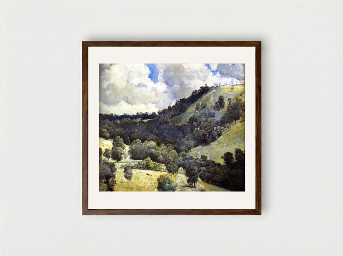Hillside - Tom Roberts - Framed Print Dark Wood