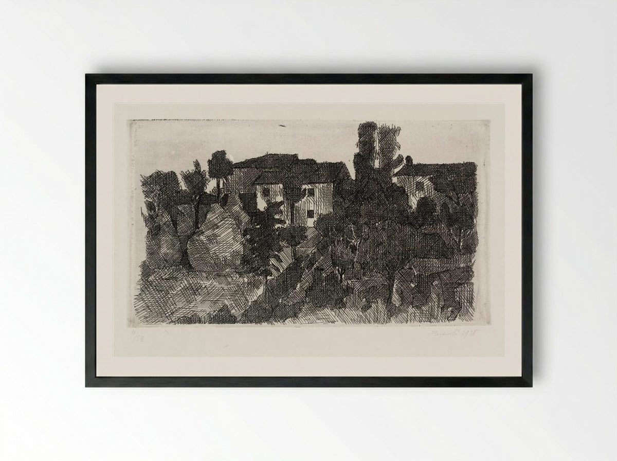 Hilltop at Evening - Giorgio Morandi - Framed Print Black