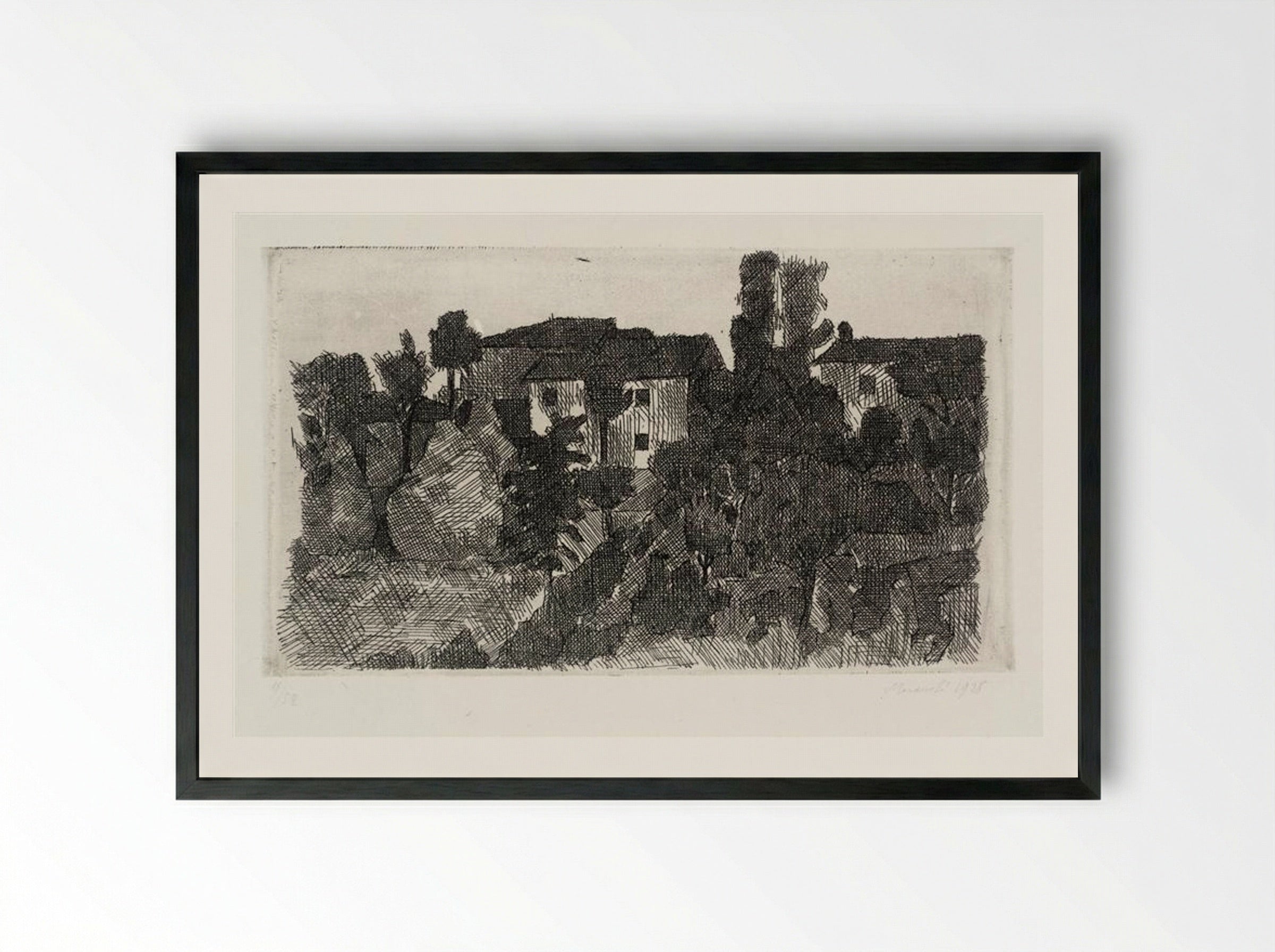 Hilltop at Evening - Giorgio Morandi - Framed Print Black