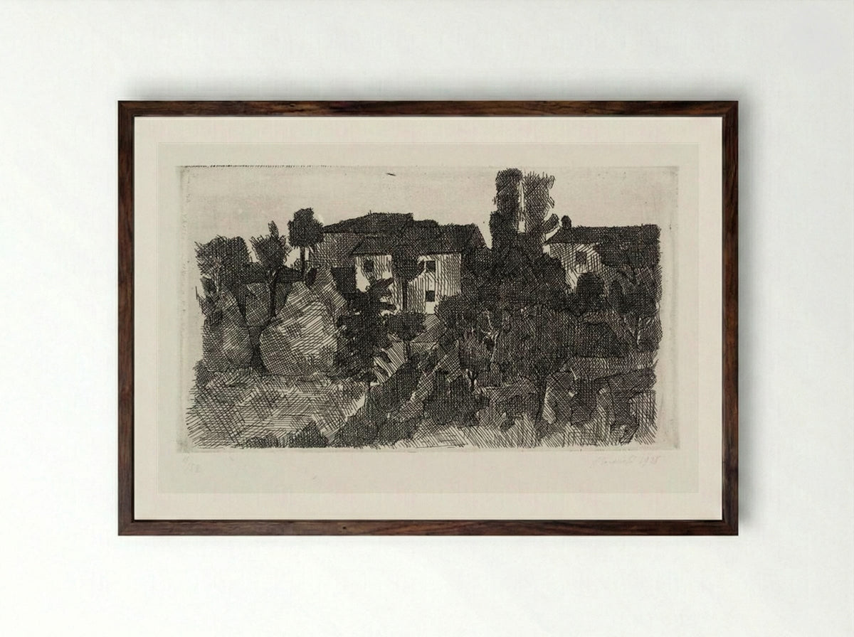 Hilltop at Evening - Giorgio Morandi - Framed Print Dark Wood