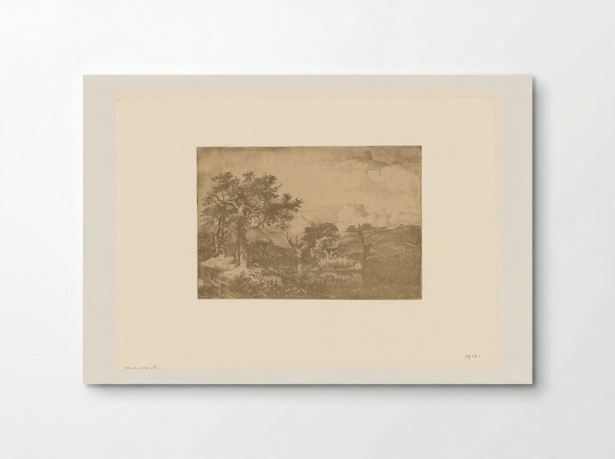 Hilly Landscape with Trees and a Windmill near Deopham - John Crome - Poster