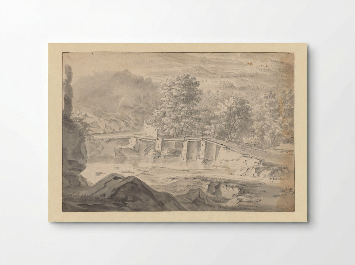 Hilly Landscape with a Bridge over a River - Philips Augustijn Immenraet - Poster