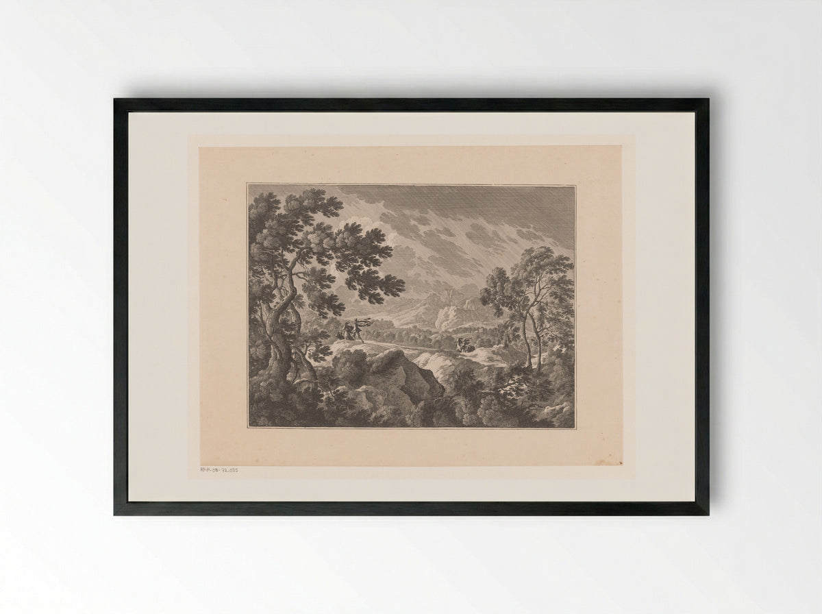 Hilly Terrain in a Storm - Nicolas Perelle - Framed Print Black