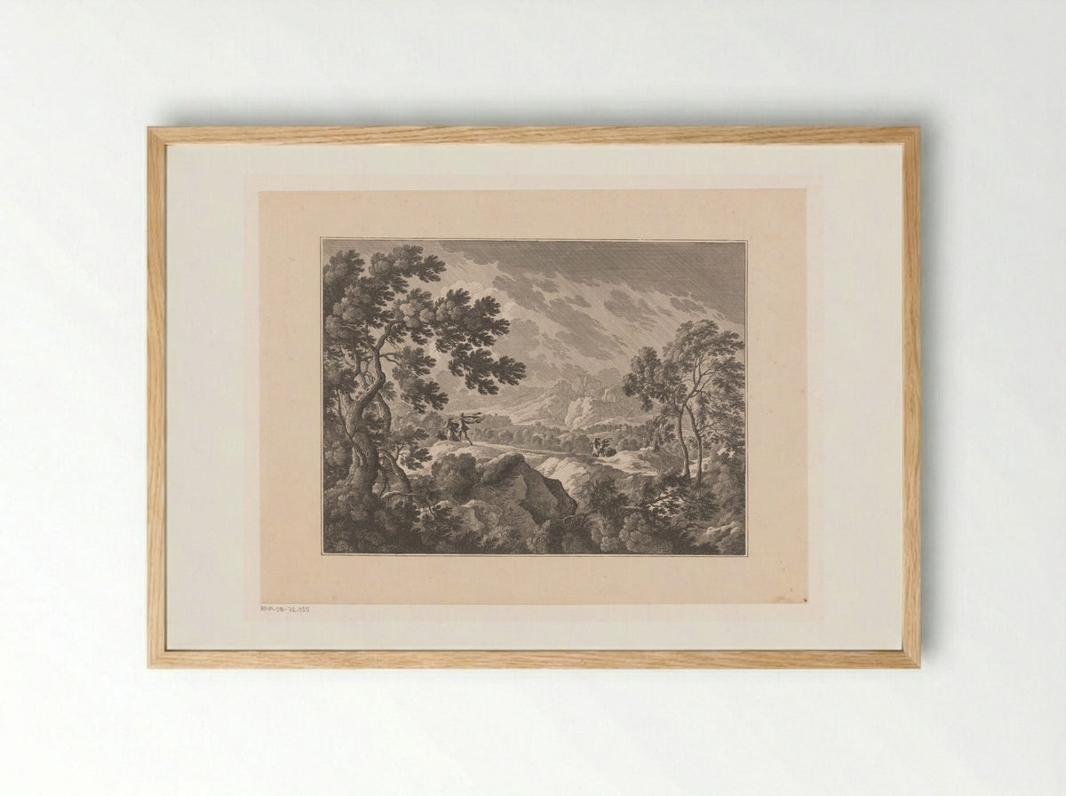 Hilly Terrain in a Storm - Nicolas Perelle - Framed Print Wood