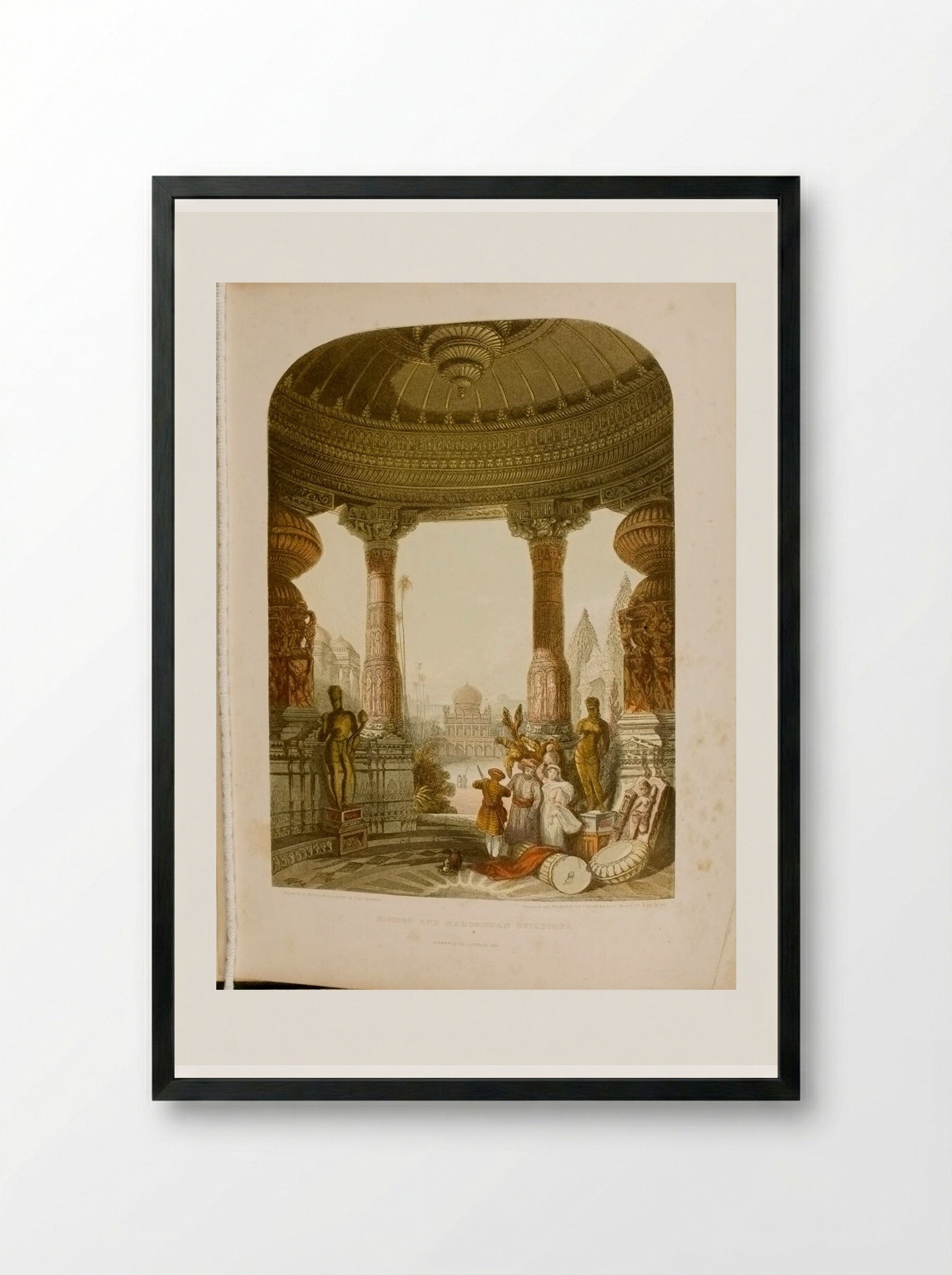 Hindoo and Mohamedan Buildings - George Baxter - Framed Print Black