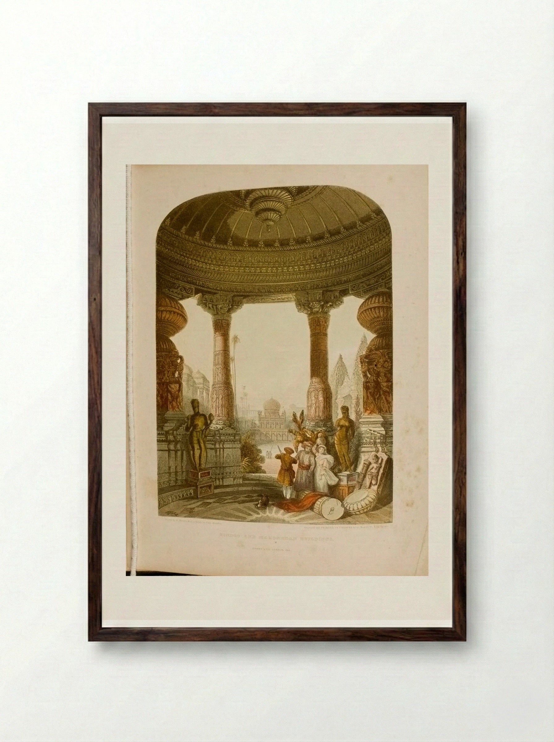 Hindoo and Mohamedan Buildings - George Baxter - Framed Print Dark Wood