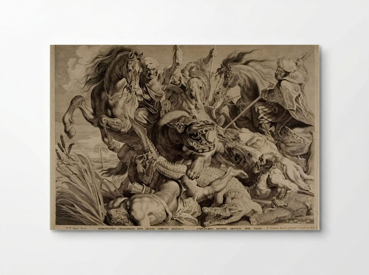Hippopotamus and Crocodile Hunt - Pieter Soutman - Poster