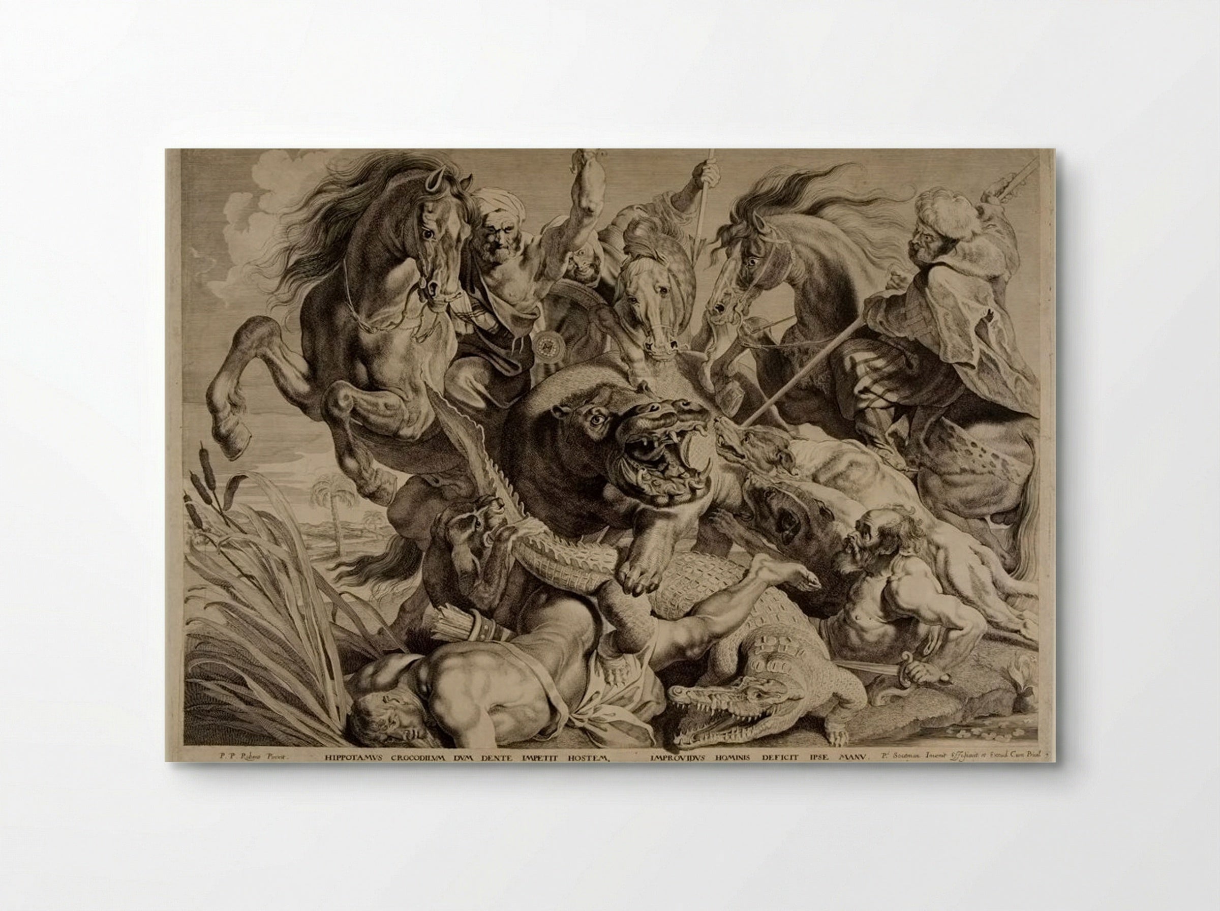 Hippopotamus and Crocodile Hunt - Pieter Soutman - Poster