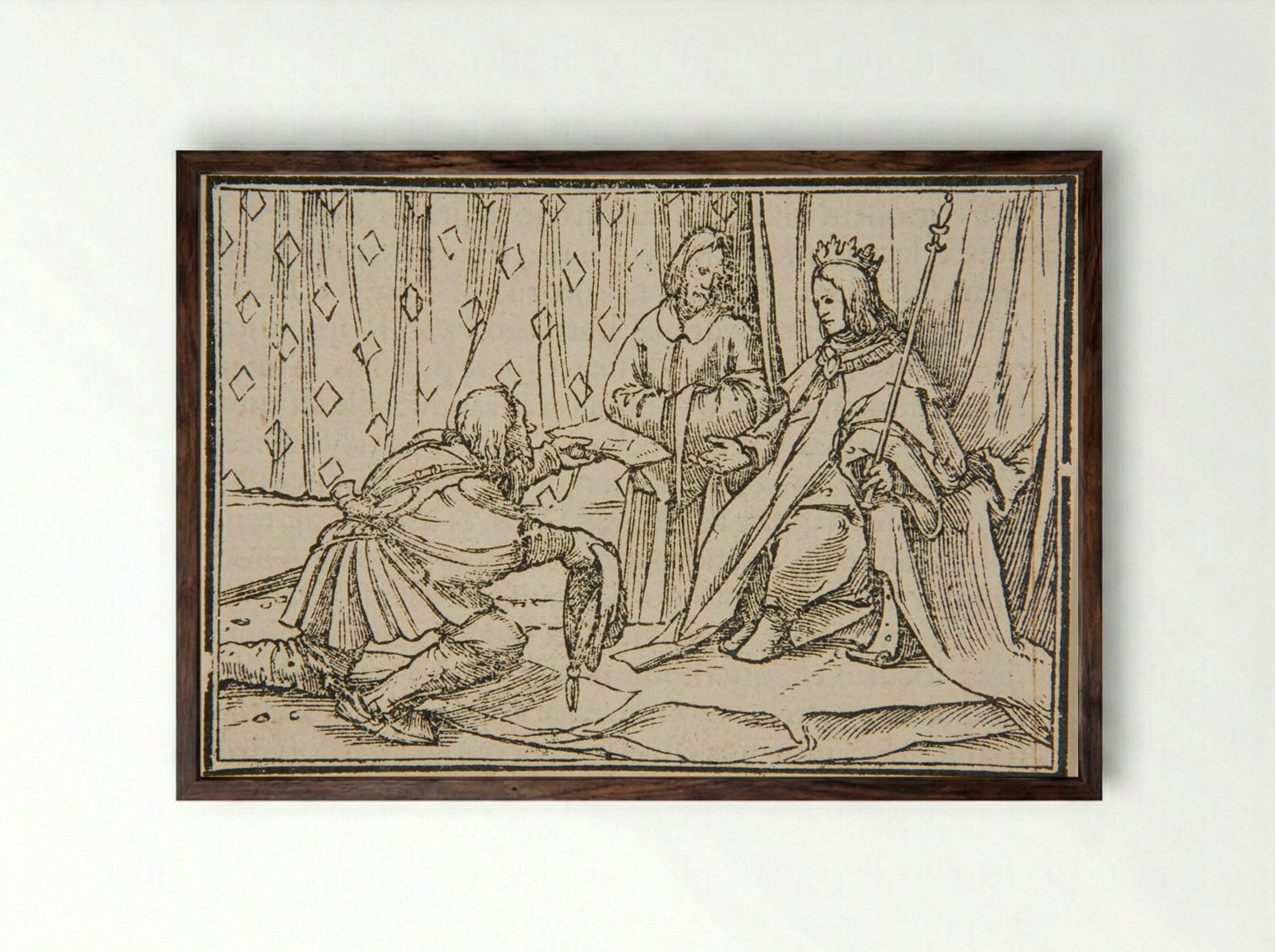 Hiram and Solomon - Hans Holbein the Younger - Framed Print Dark Wood