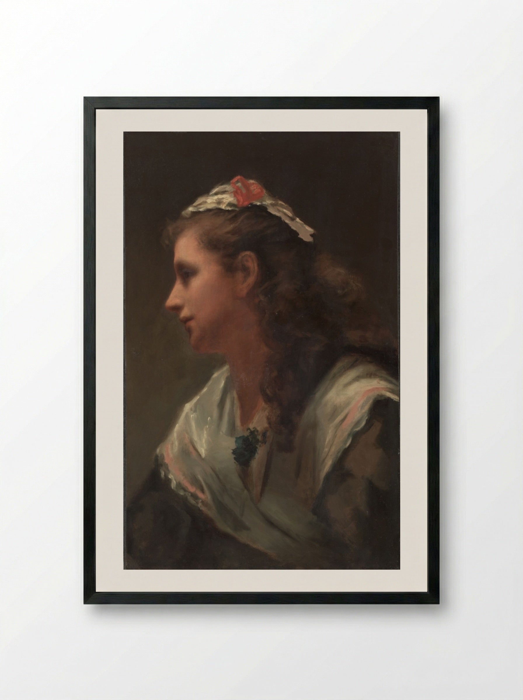 His First Model-Miss Russell - William Morris Hunt - Framed Print Black