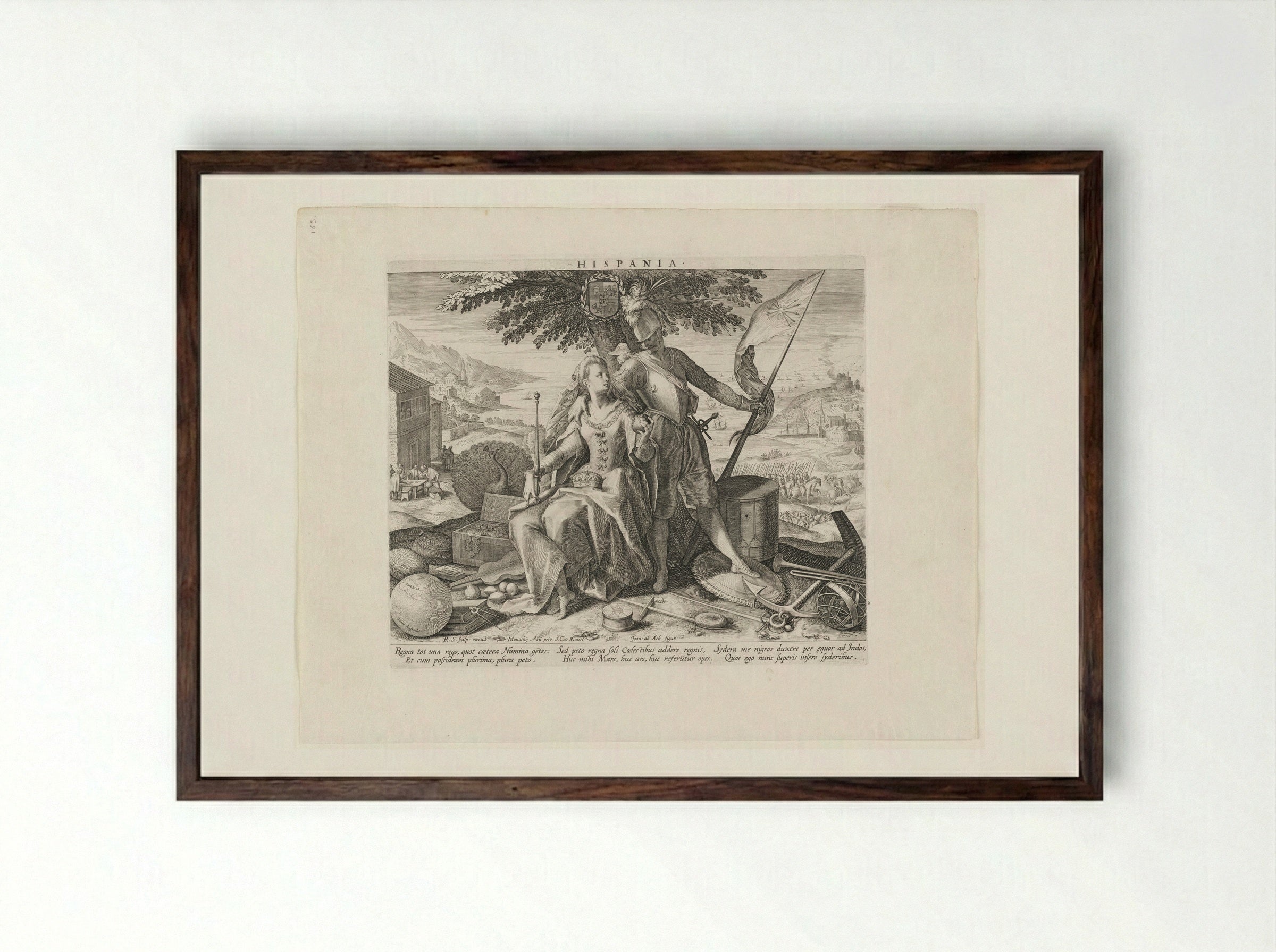 Hispania - Johann Sadeler I - Framed Print Dark Wood
