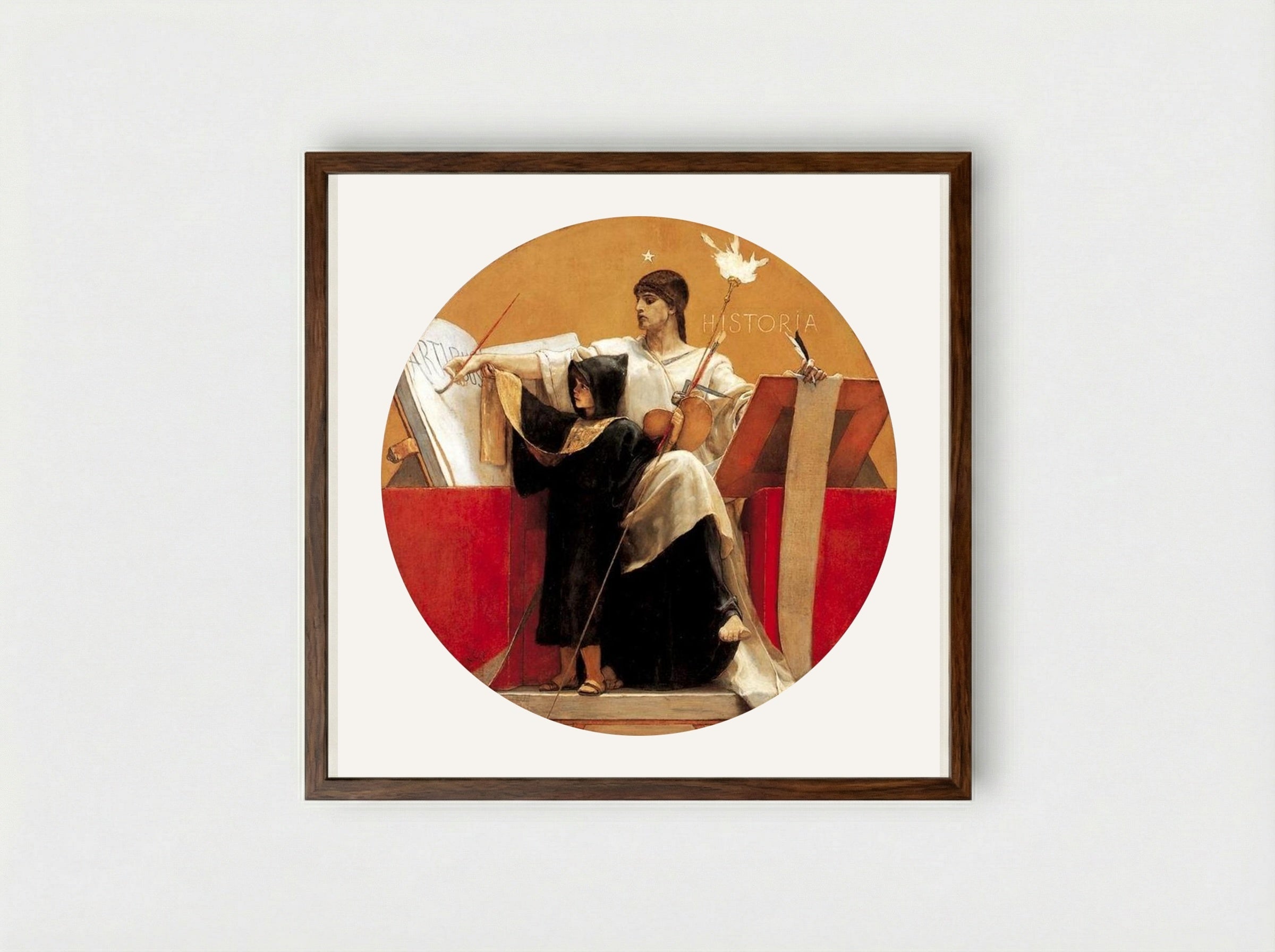 Historia - Nikolaos Gyzis - Framed Print Dark Wood