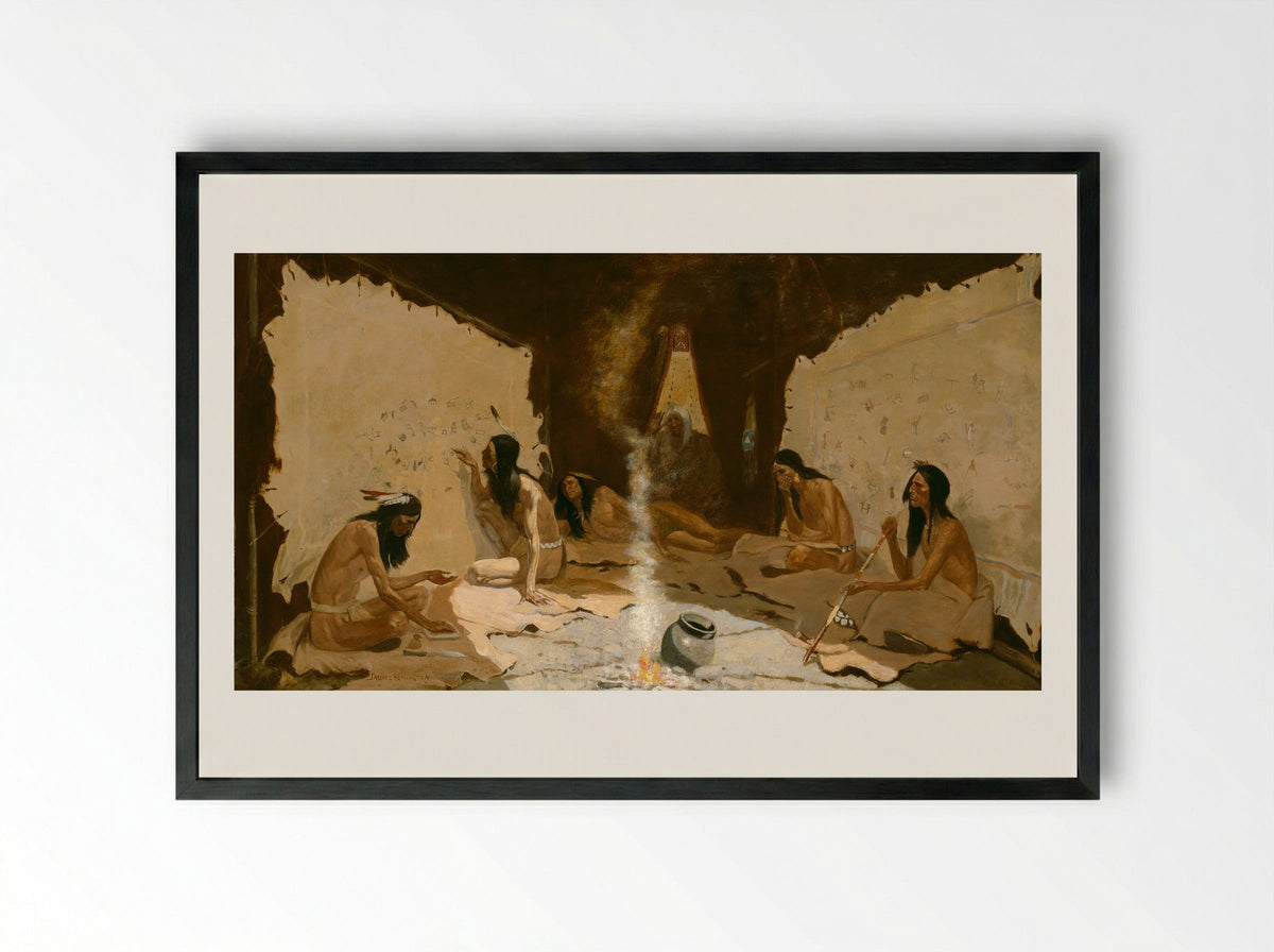 Historians of the Tribe - Frederic Remington - Framed Print Black