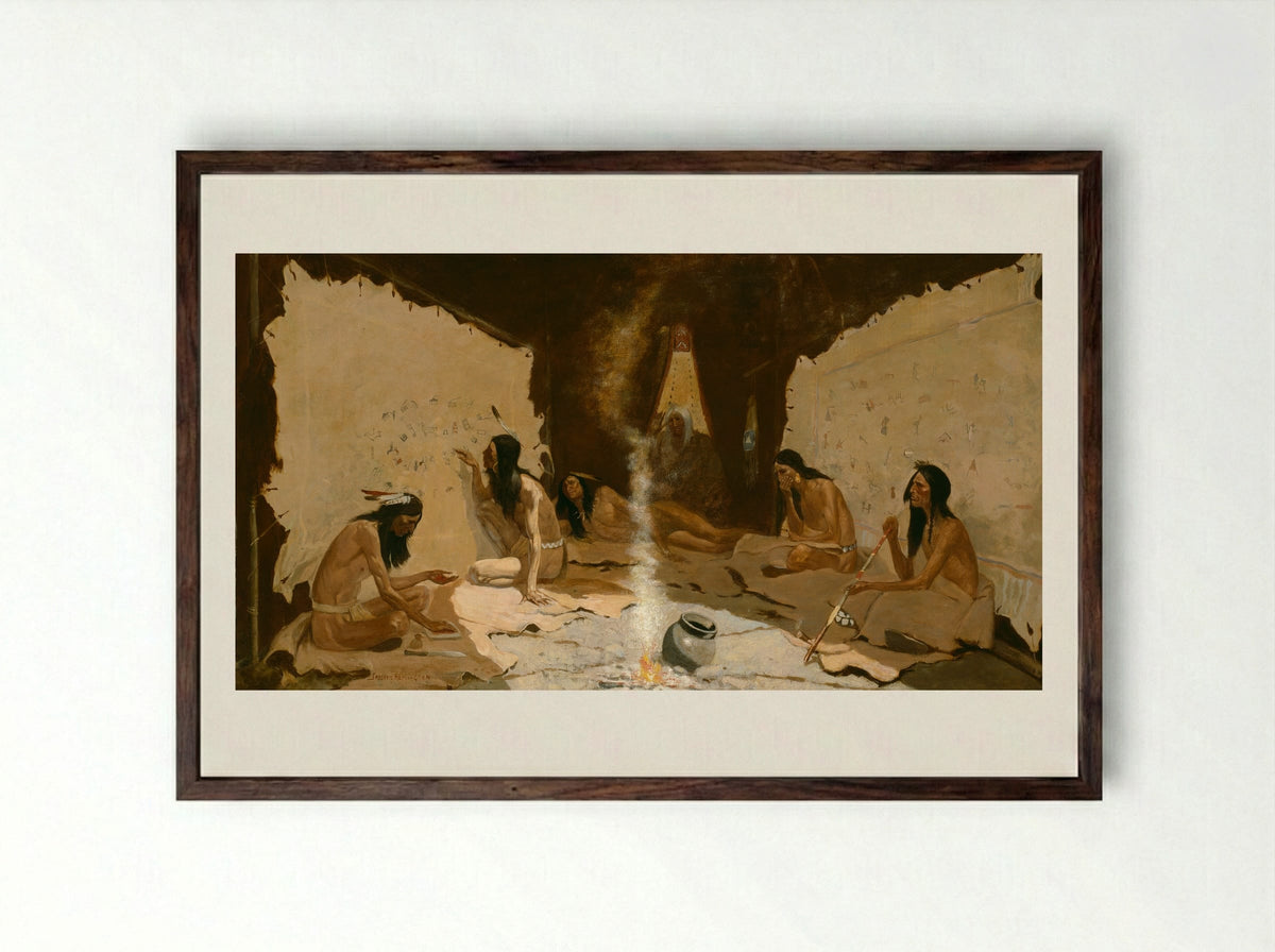 Historians of the Tribe - Frederic Remington - Framed Print Dark Wood