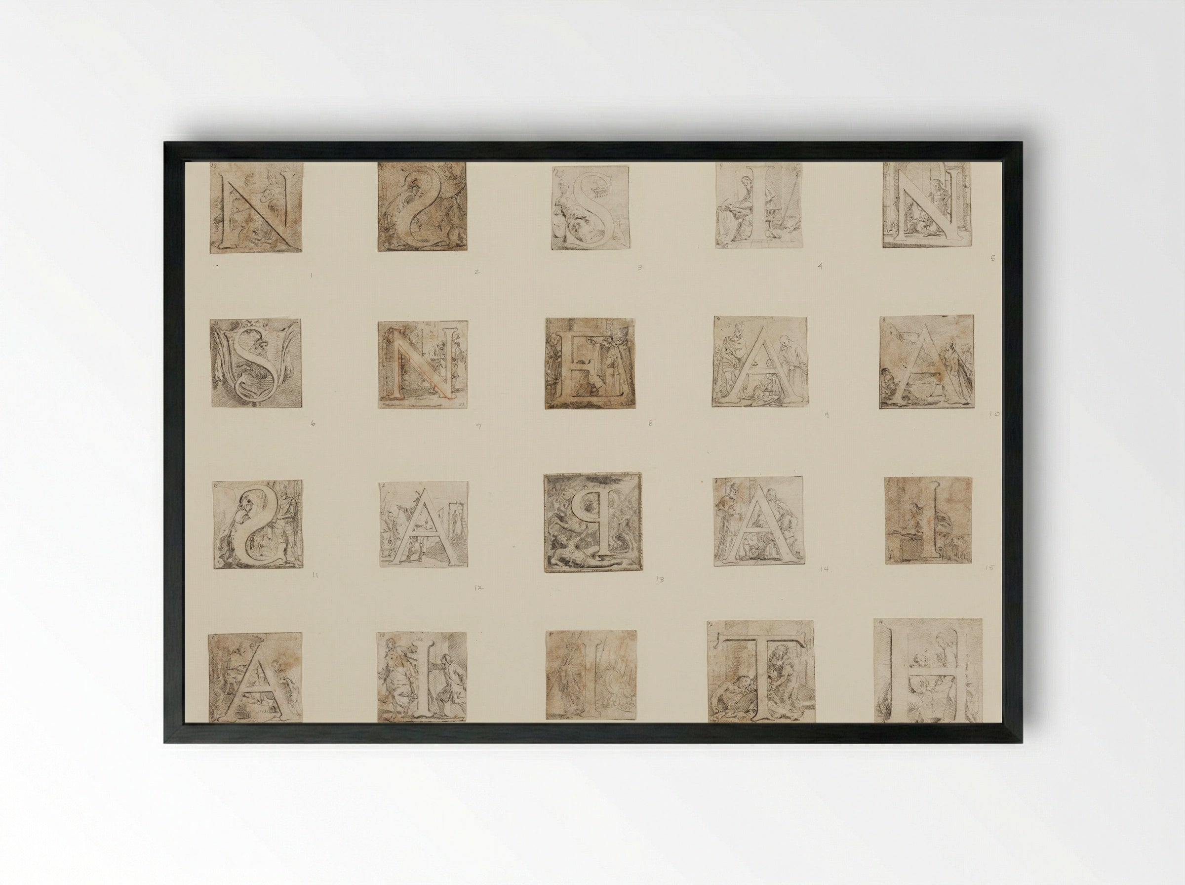 Historiated Initials - Giovanni Battista Tiepolo - Framed Print Black