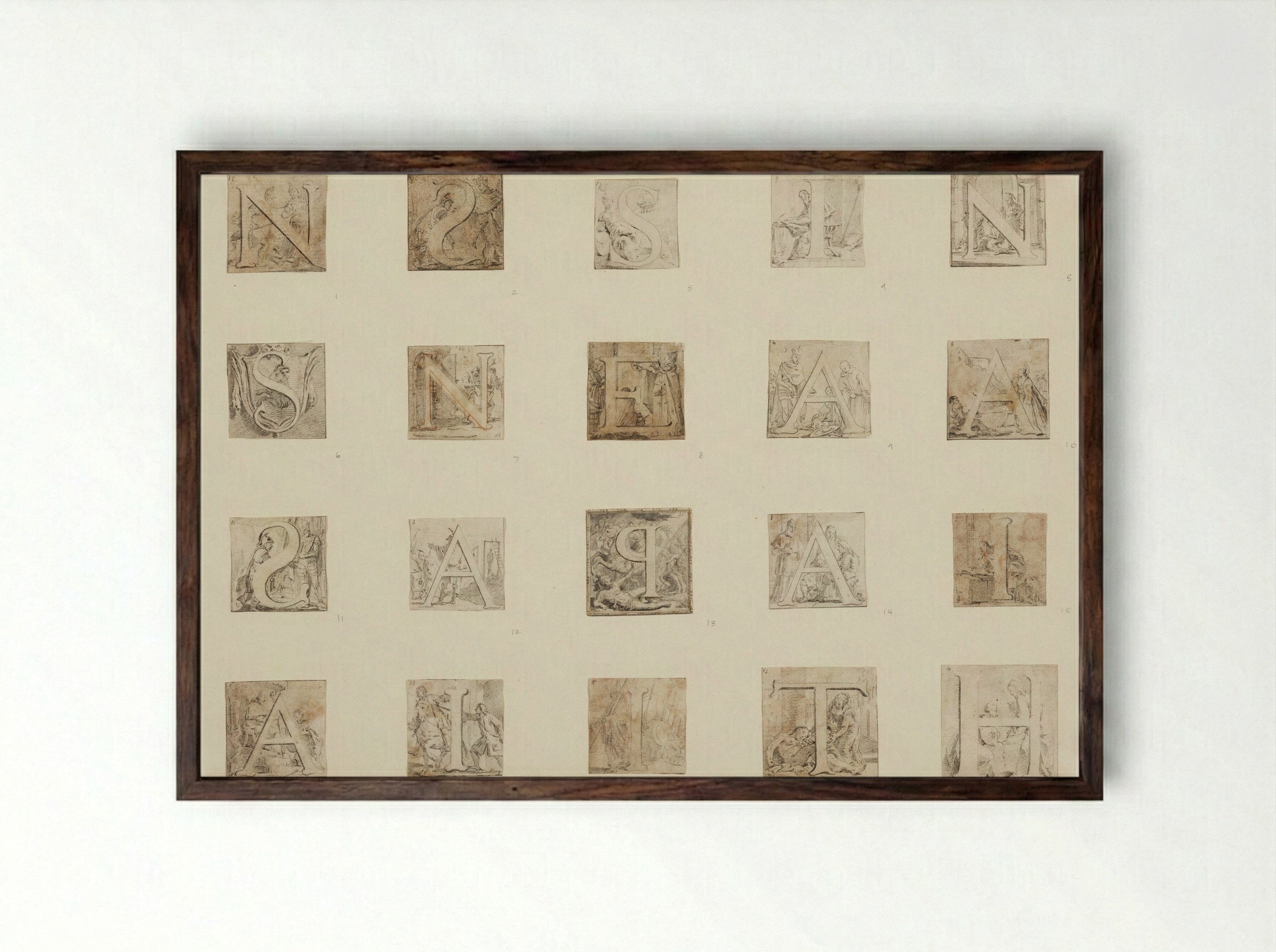 Historiated Initials - Giovanni Battista Tiepolo - Framed Print Dark Wood