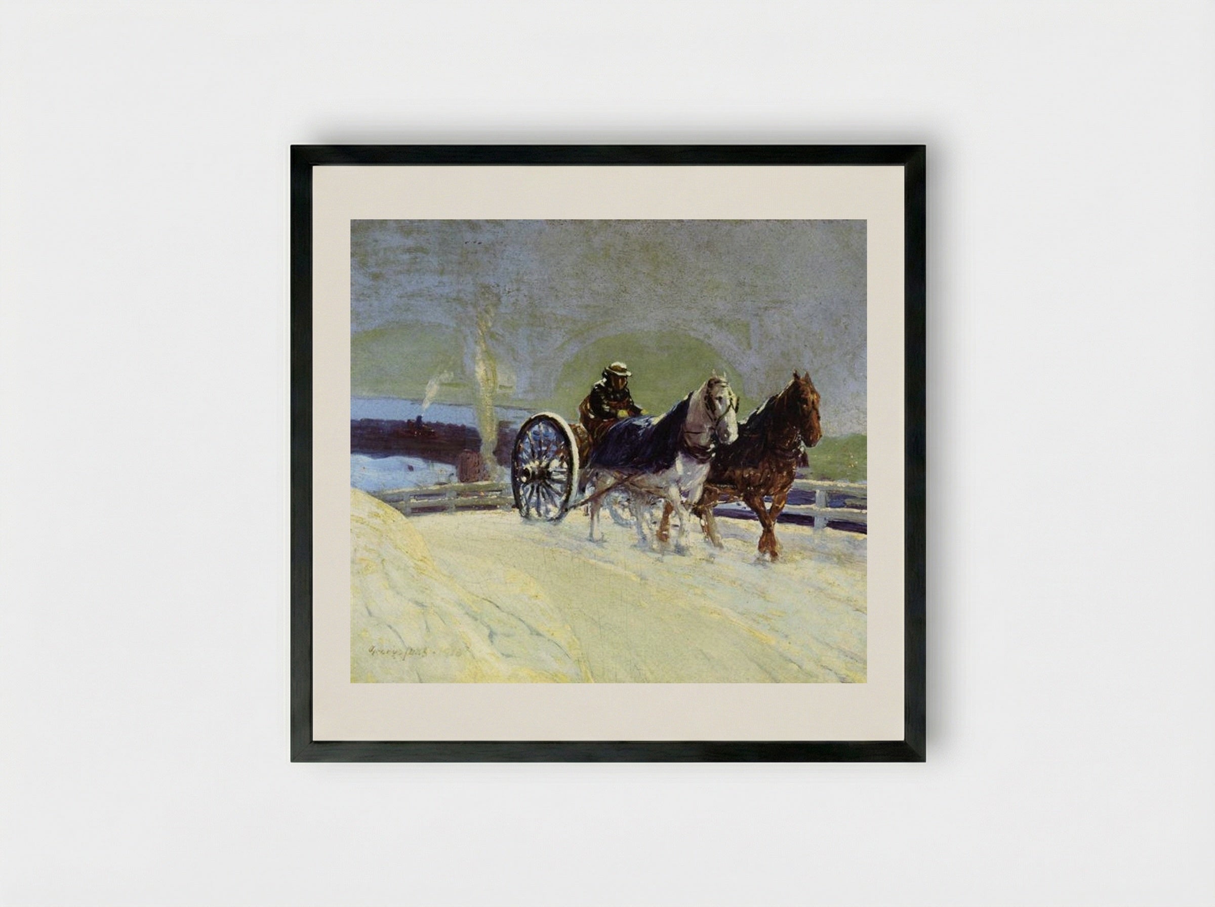 Hitch Team - George Luks - Framed Print Black