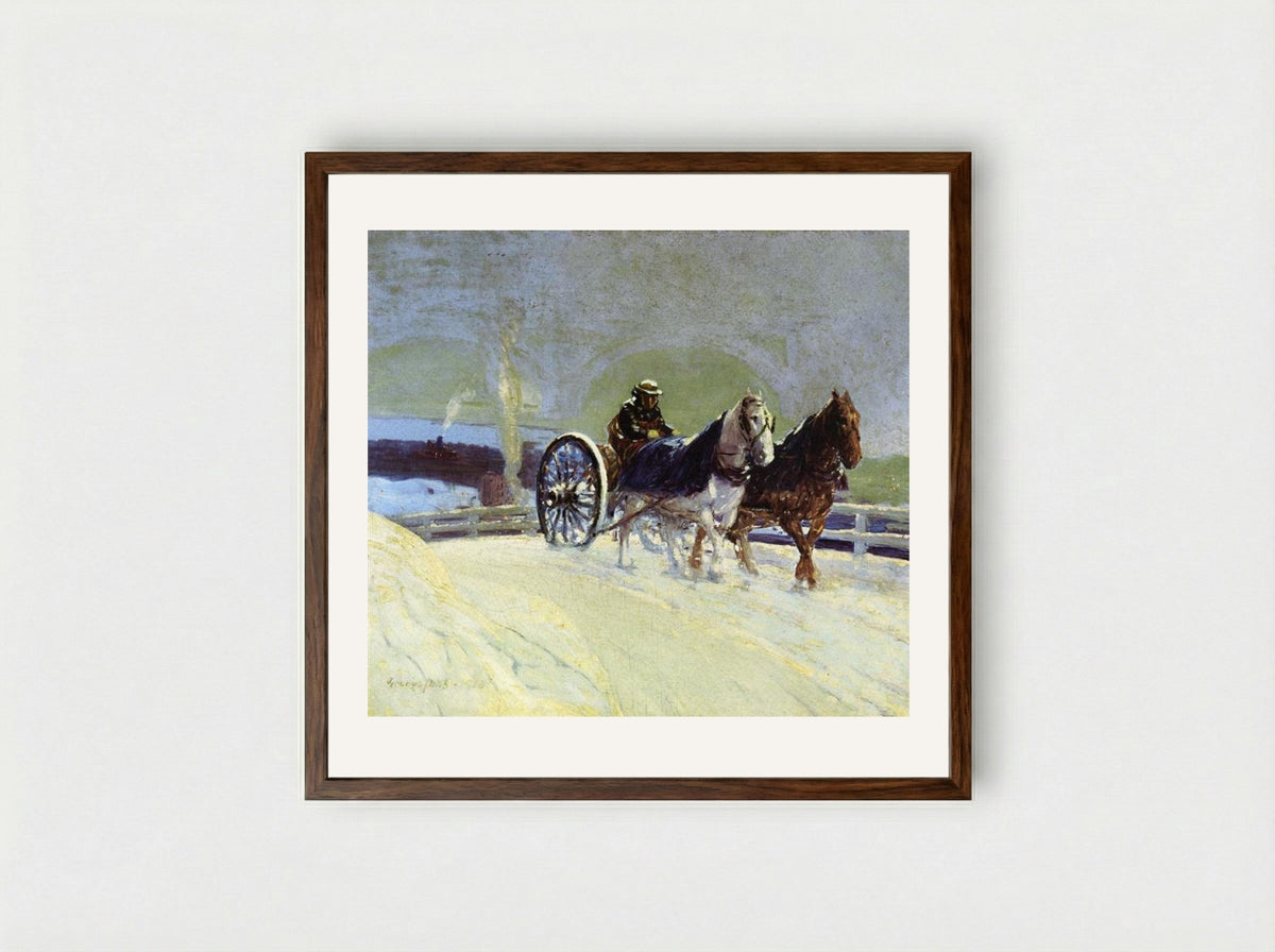 Hitch Team - George Luks - Framed Print Dark Wood