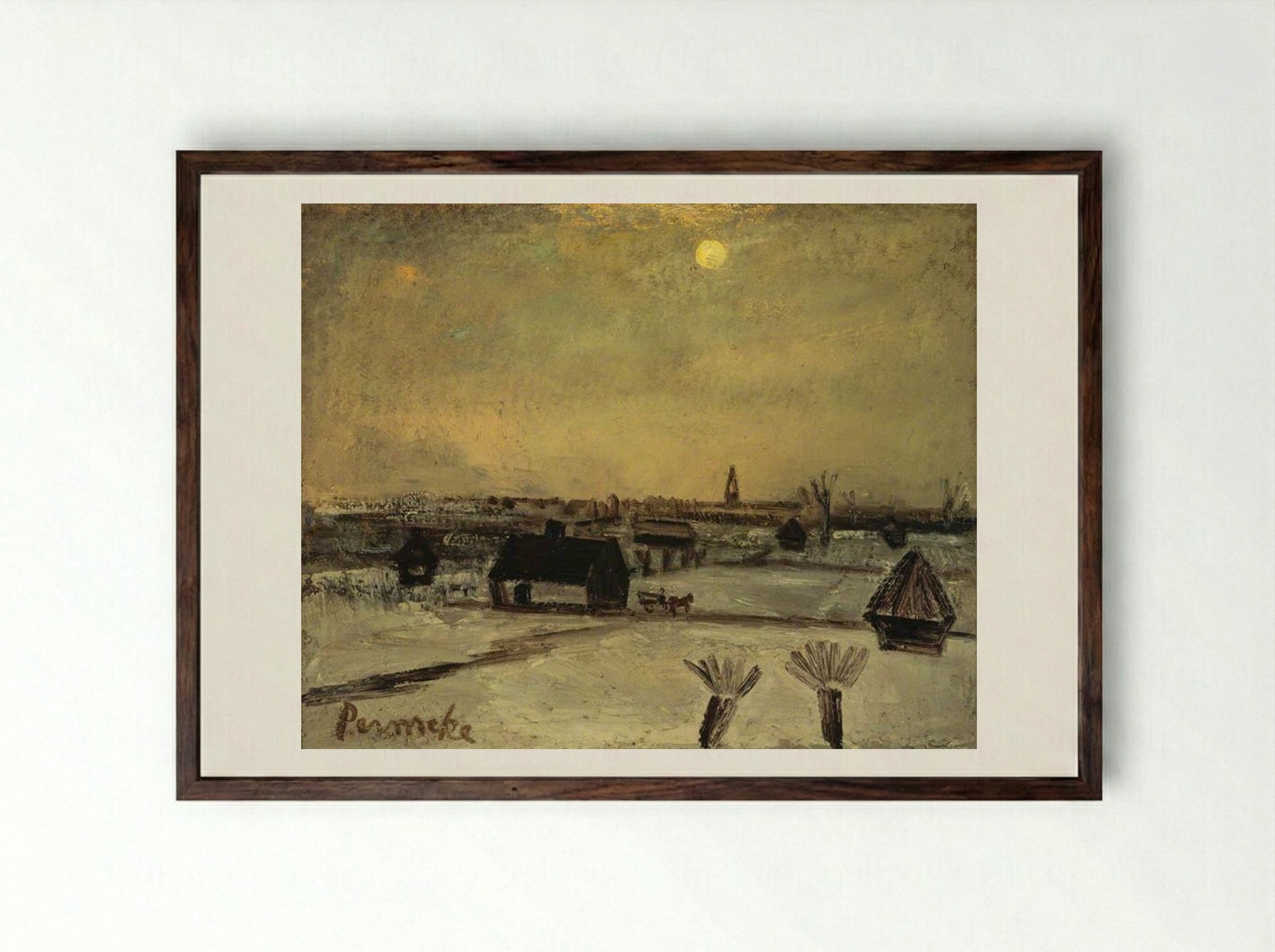 Hiver en Flandre (Winter in Flanders) - Constant Permeke - Framed Print Dark Wood