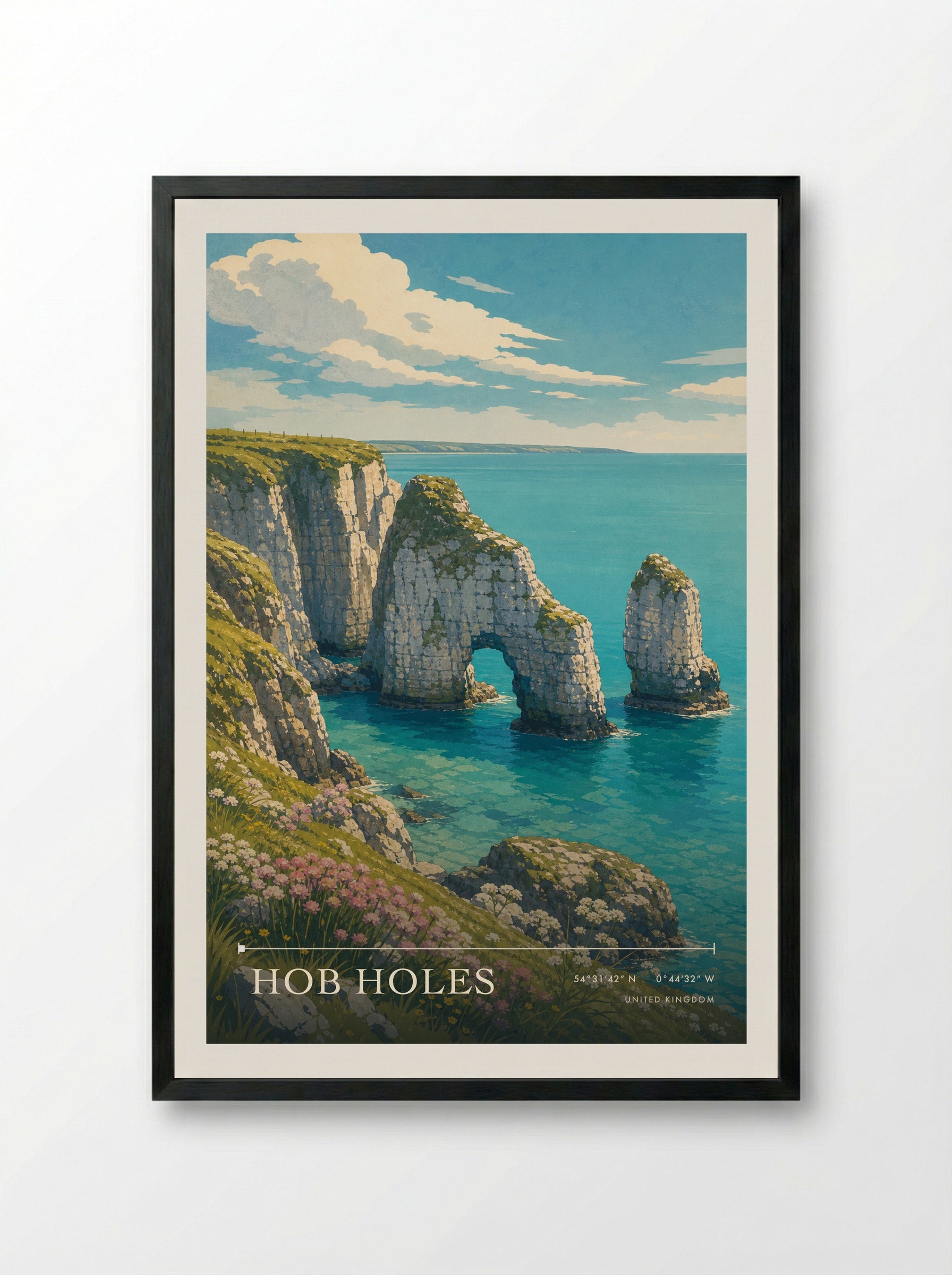 Hob Holes United Kingdom Travel Poster - Framed Print Black