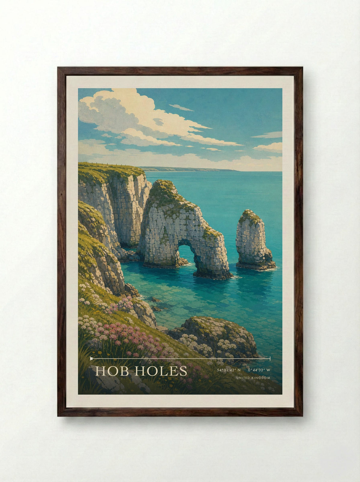 Hob Holes United Kingdom Travel Poster - Framed Print Dark Wood
