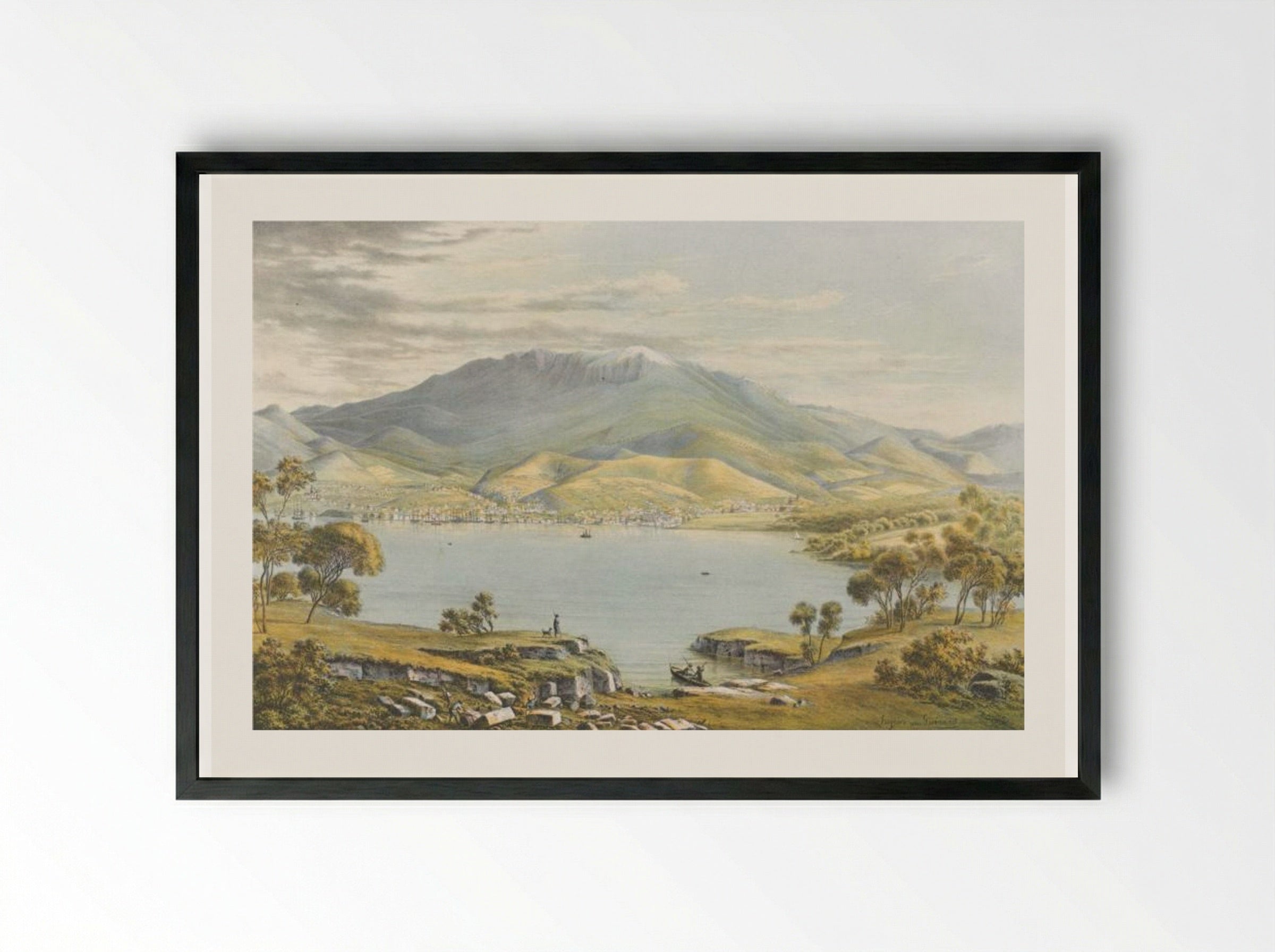 Hobart Town - Eugene von Guerard - Framed Print Black