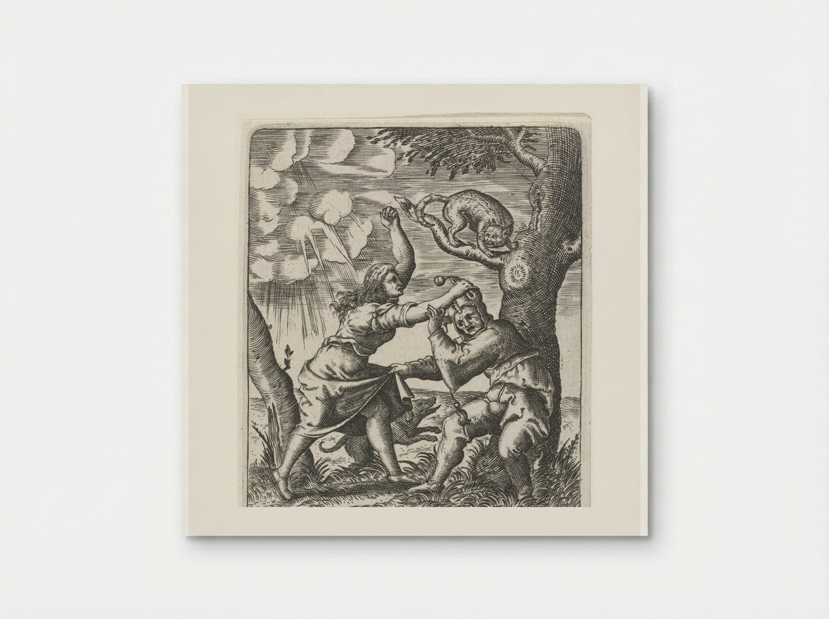 Hoer die een nar afranselt (A Prostitute Beating a Fool) - Johann Theodor de Bry - Poster