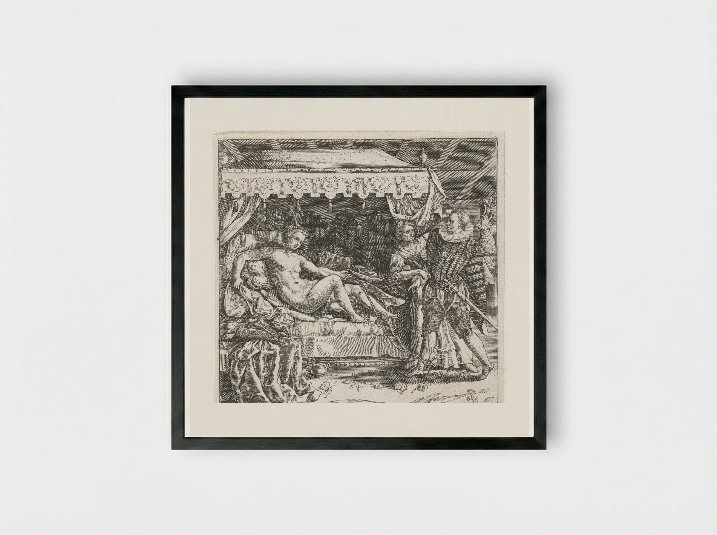 Hoer verleidt man - Johann Theodor de Bry - Framed Print Black
