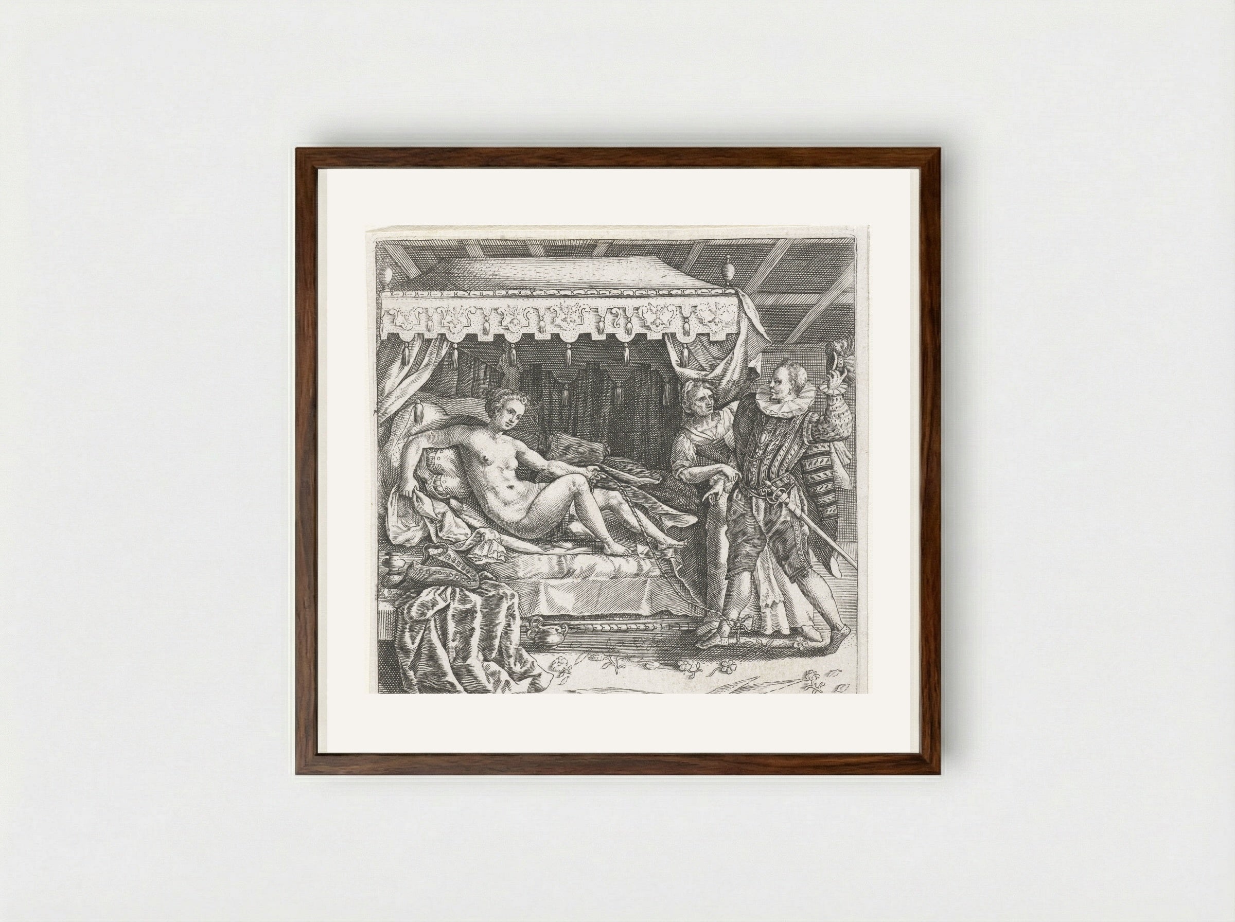 Hoer verleidt man - Johann Theodor de Bry - Framed Print Dark Wood