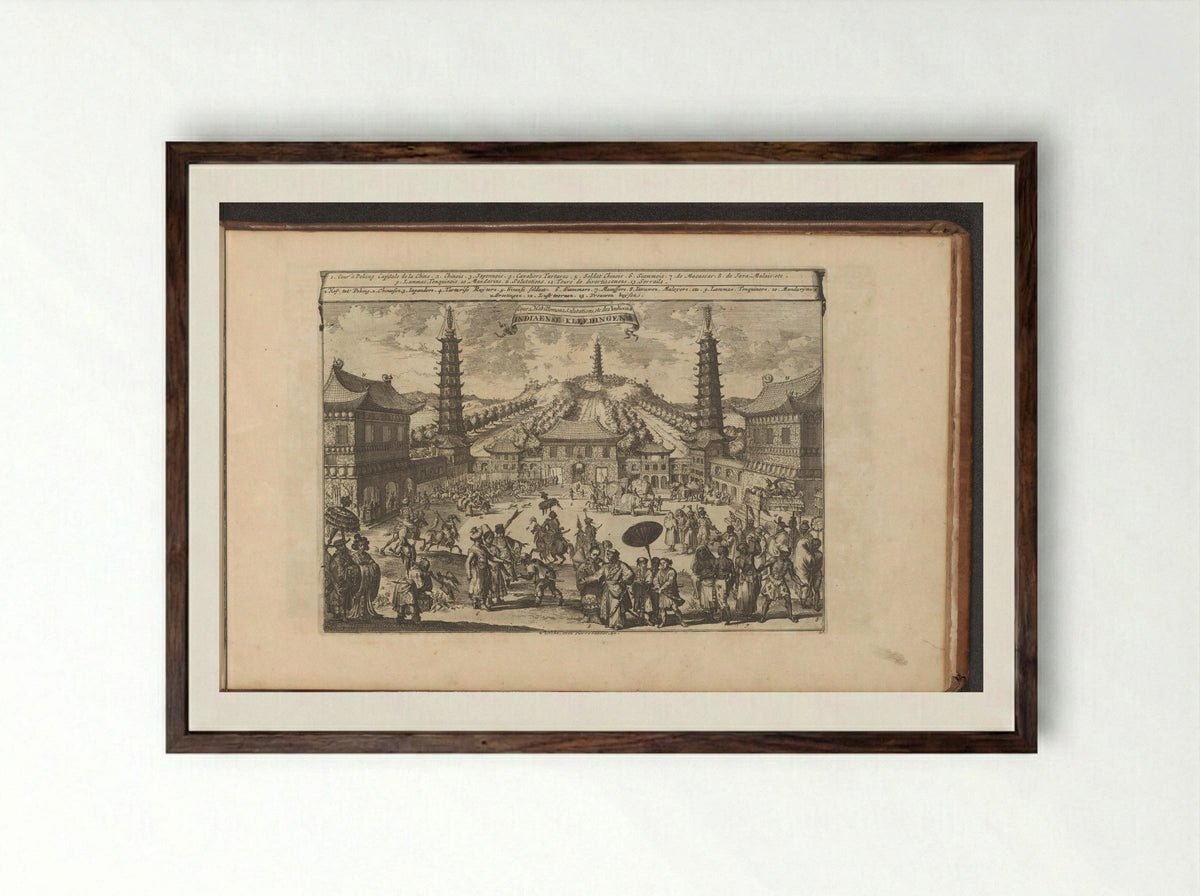 Hof in Peking - Romeyn de Hooghe - Framed Print Dark Wood