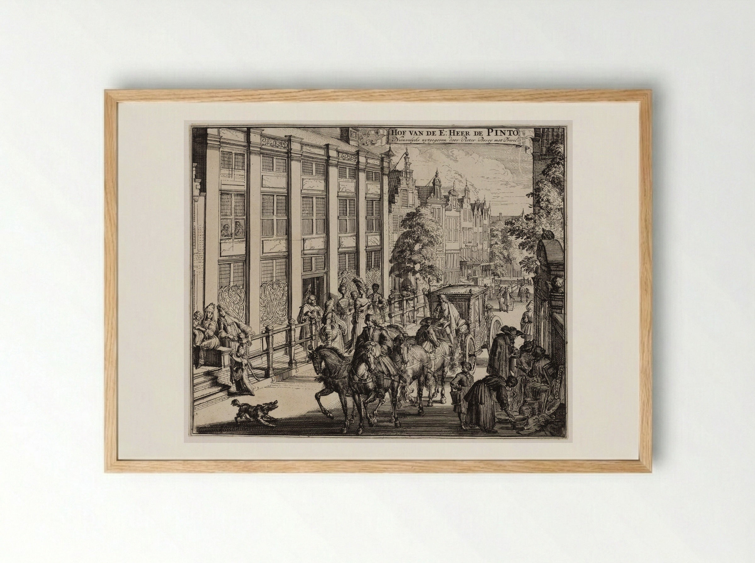 Hof van de E: Heer de Pinto - Romeyn de Hooghe - Framed Print Wood