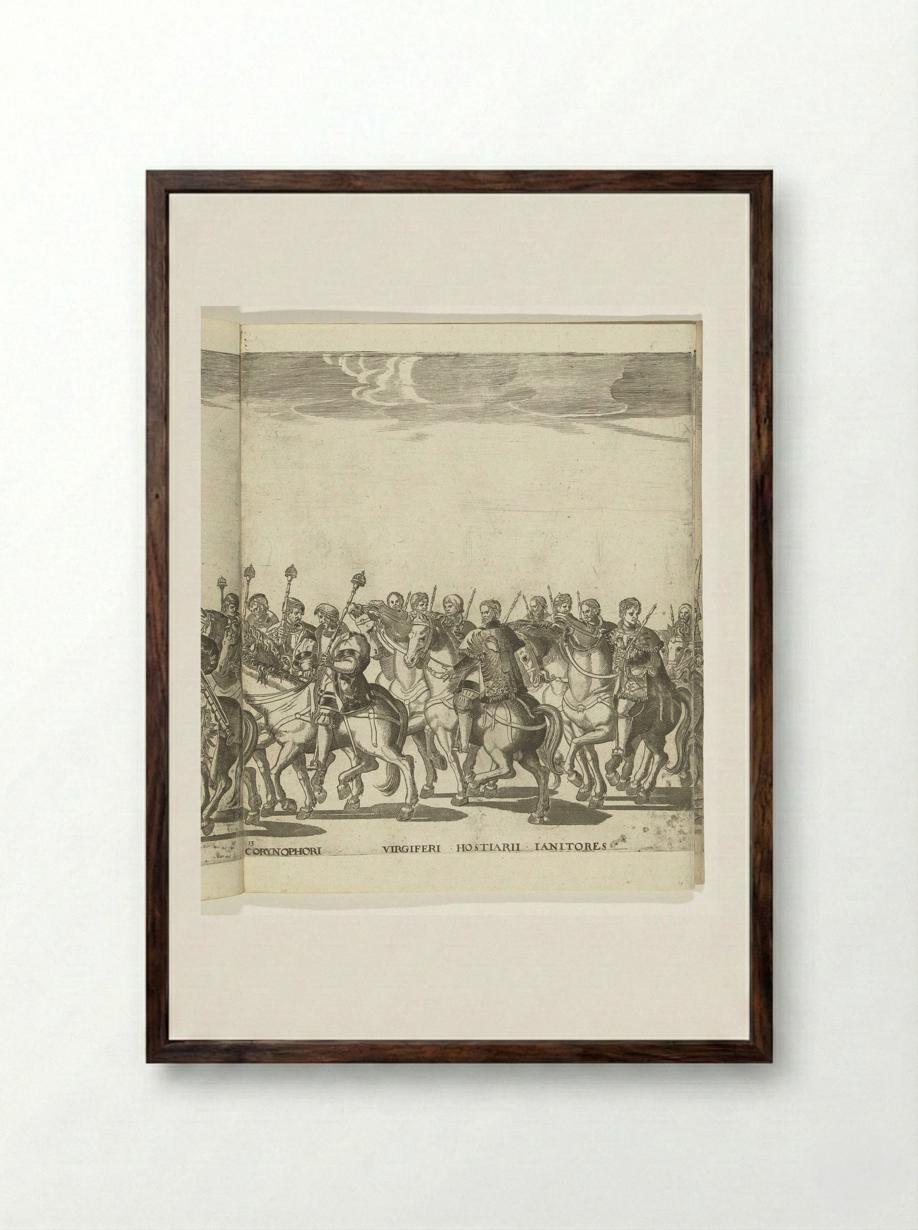 Hoffunctionarissen van Karel V, plaat 13 - Nicolaas Hogenberg - Framed Print Dark Wood