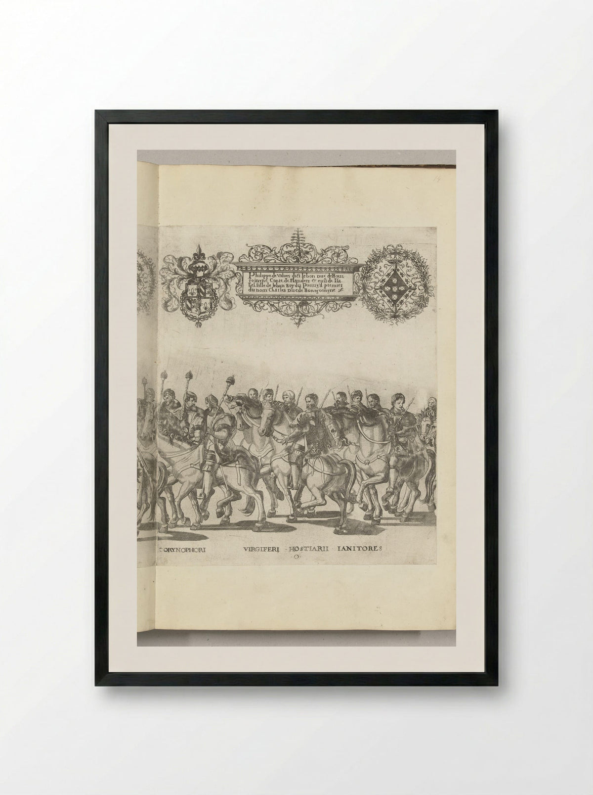 Hoffunctionarissen van Karel V, plaat O - Nicolaas Hogenberg - Framed Print Black