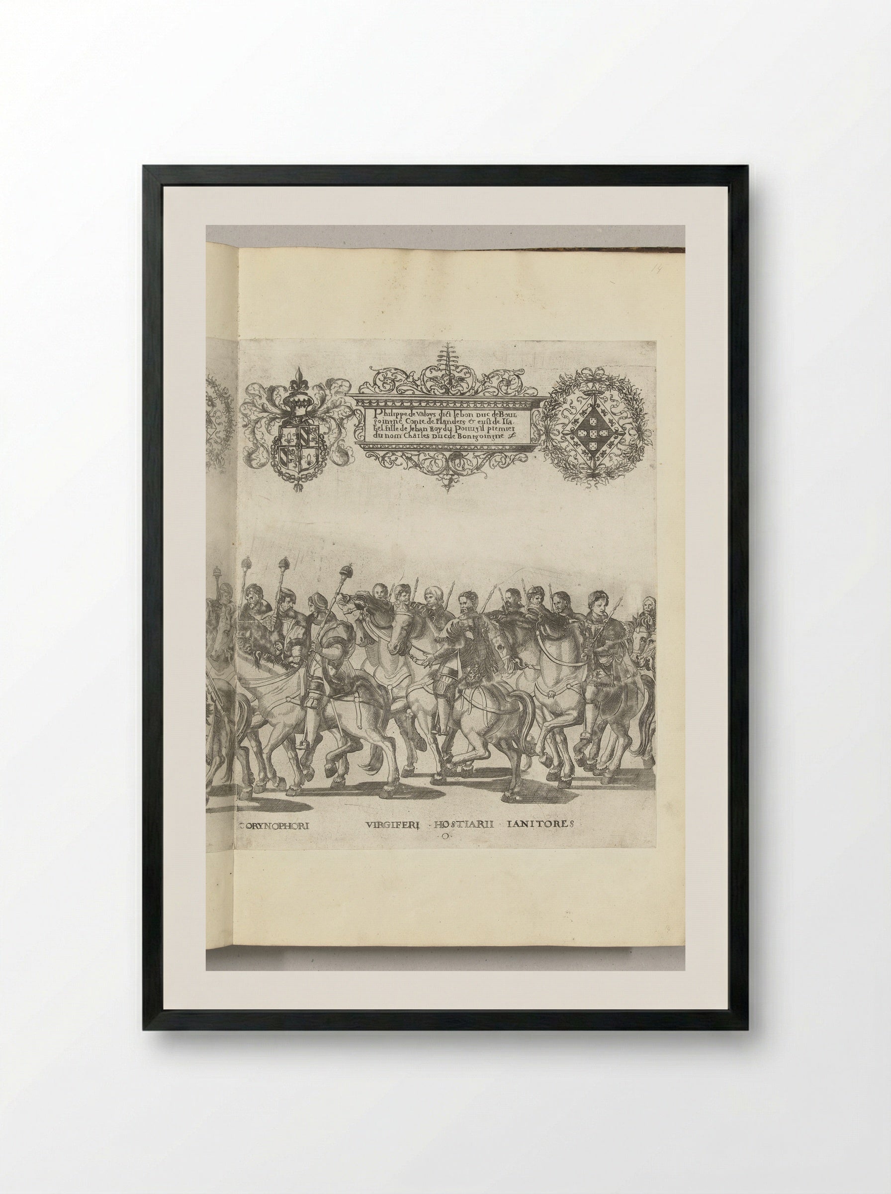 Hoffunctionarissen van Karel V, plaat O - Nicolaas Hogenberg - Framed Print Black