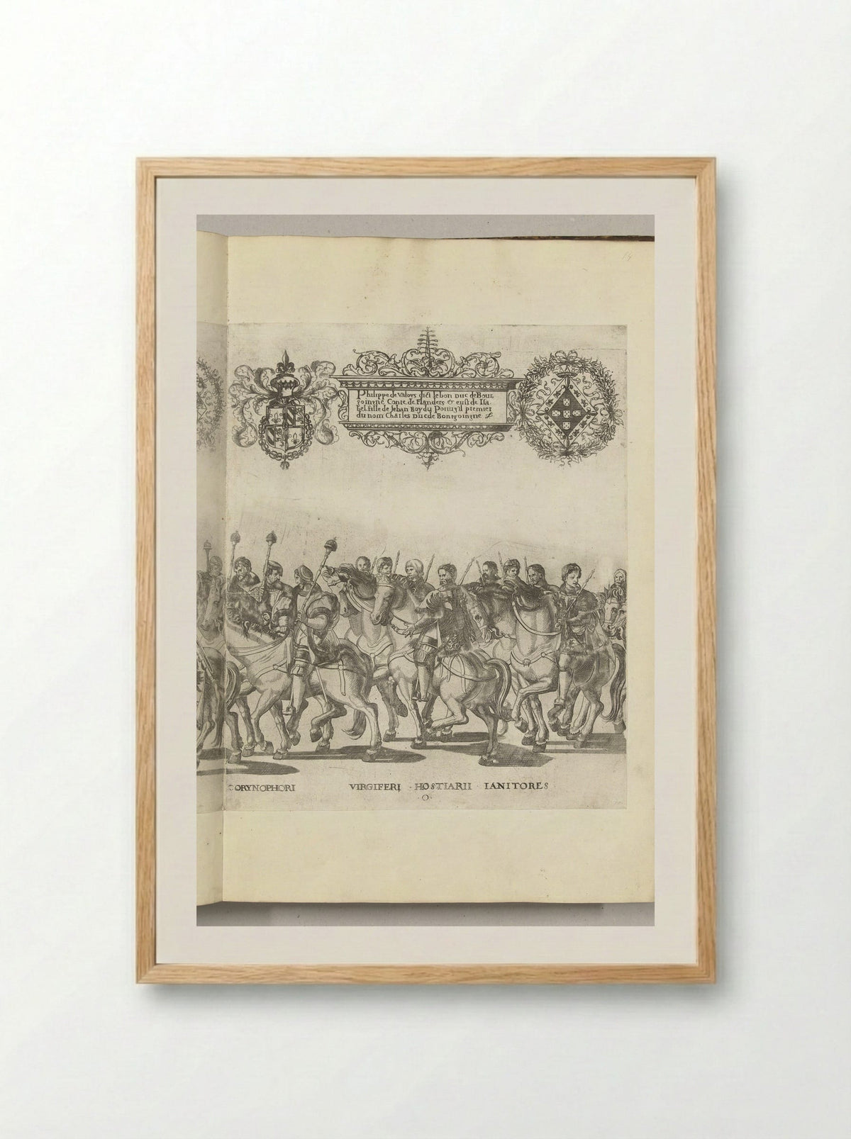 Hoffunctionarissen van Karel V, plaat O - Nicolaas Hogenberg - Framed Print Wood