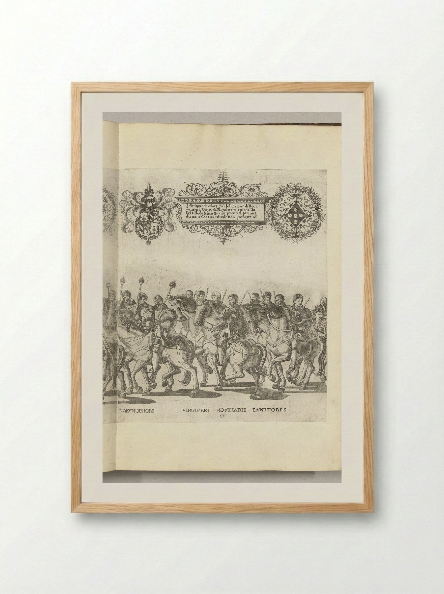 Hoffunctionarissen van Karel V, plaat O - Nicolaas Hogenberg - Framed Print Wood