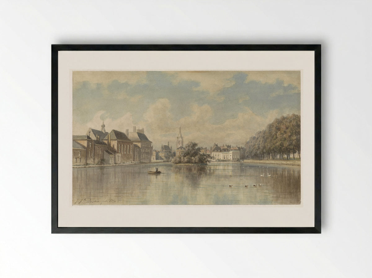 Hofvijver te 's-Gravenhage - Johannes Josephus Destree - Framed Print Black