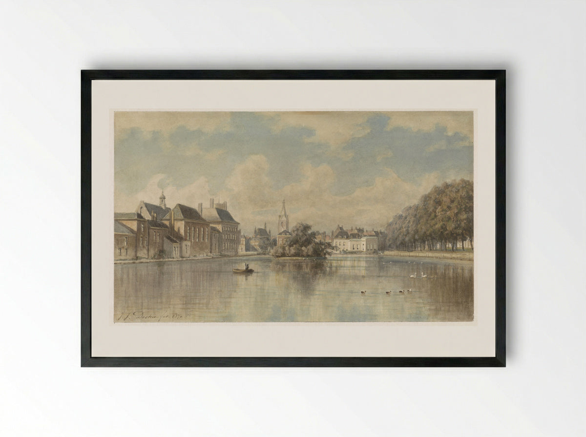 Hofvijver te 's-Gravenhage - Johannes Josephus Destree - Framed Print Black