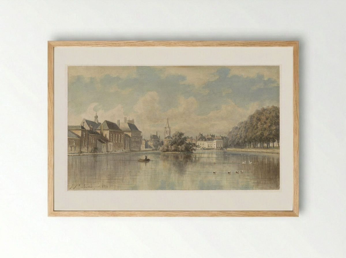 Hofvijver te 's-Gravenhage - Johannes Josephus Destree - Framed Print Wood