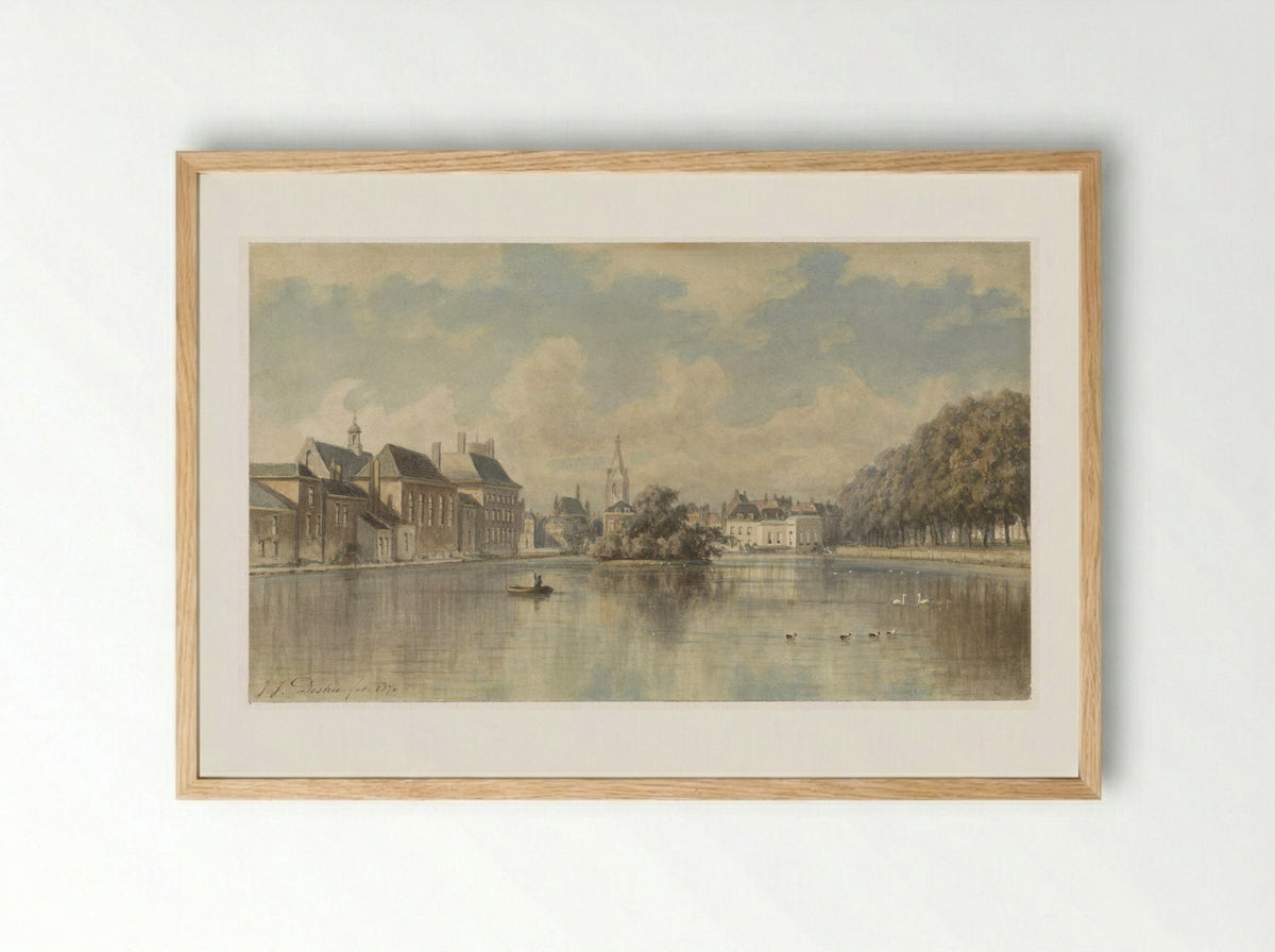 Hofvijver te 's-Gravenhage - Johannes Josephus Destree - Framed Print Wood
