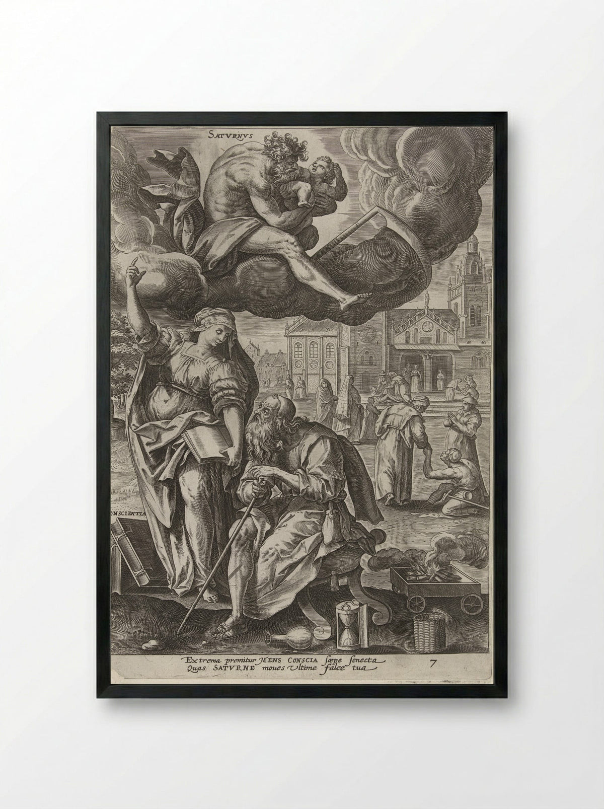 Hoge ouderdom onder invloed van Saturnus - Gerard de Jode - Framed Print Black