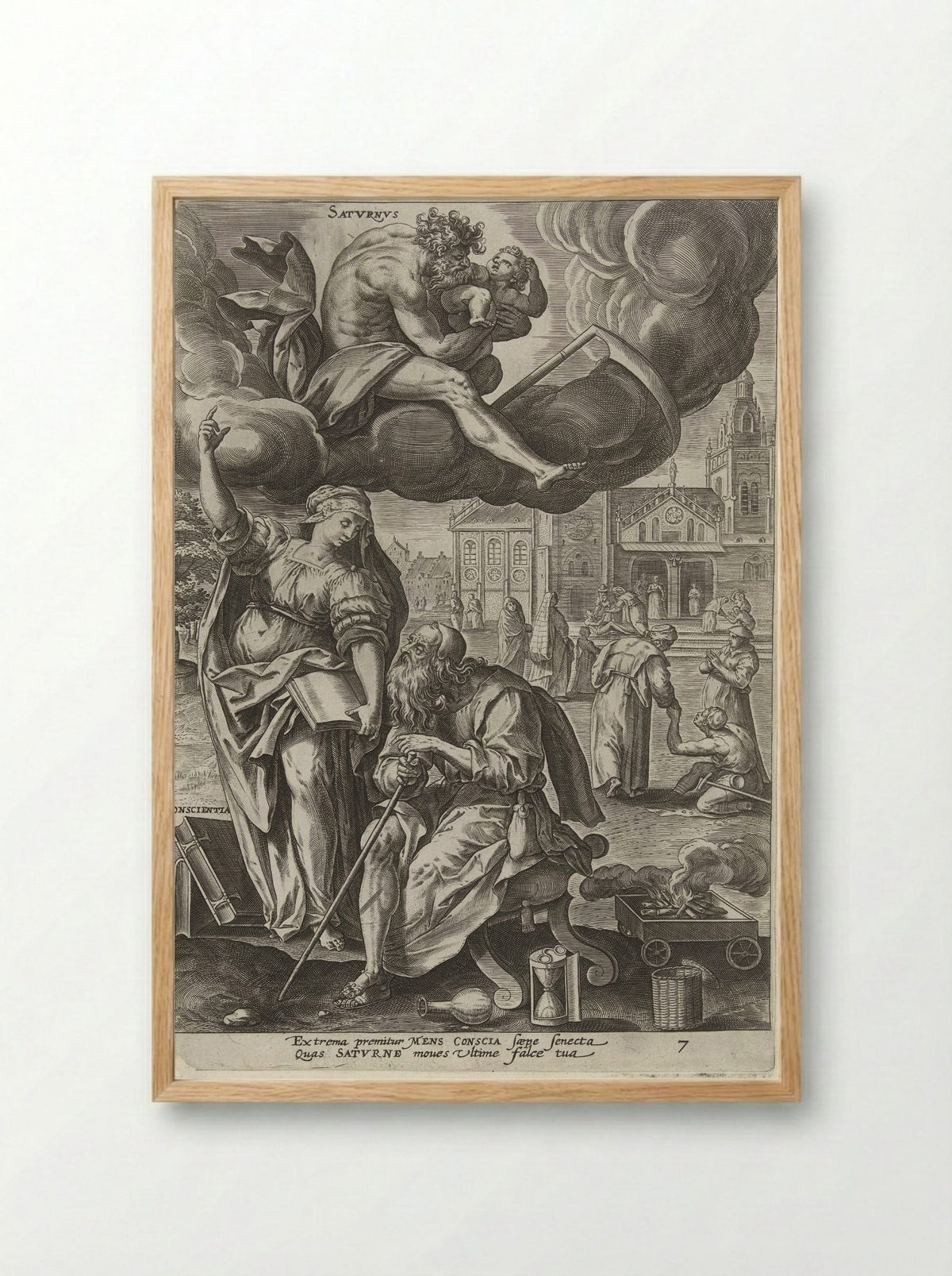 Hoge ouderdom onder invloed van Saturnus - Gerard de Jode - Framed Print Wood