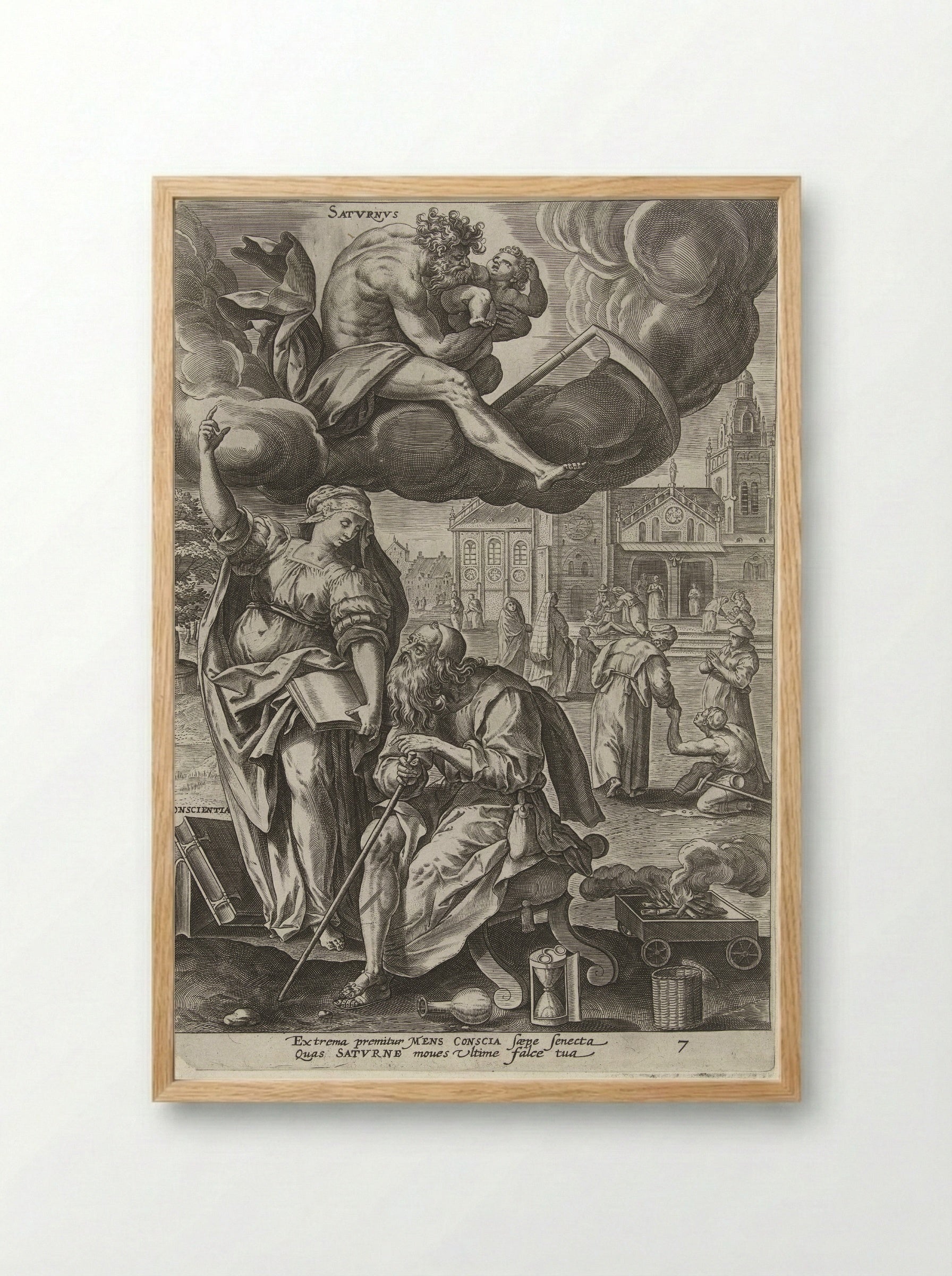 Hoge ouderdom onder invloed van Saturnus - Gerard de Jode - Framed Print Wood
