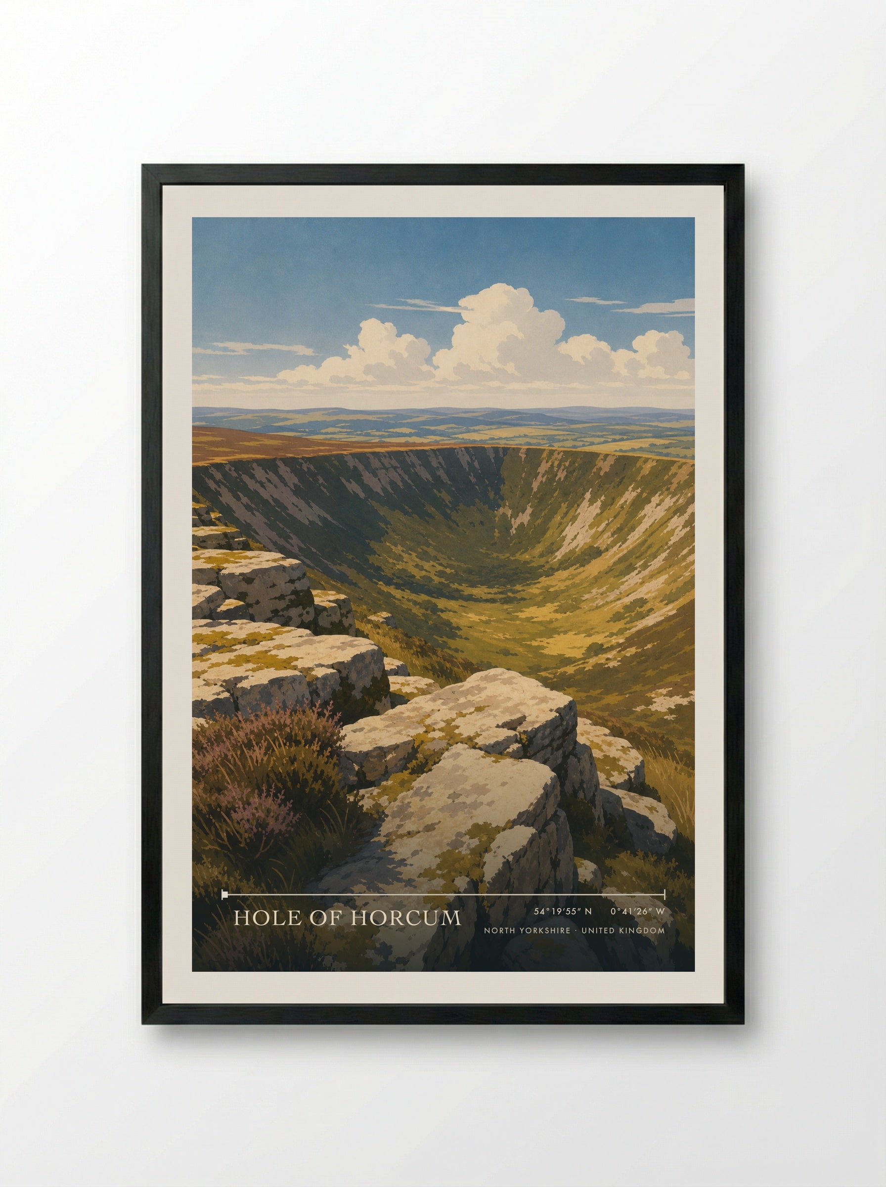 Hole of Horcum North Yorkshire United Kingdom Travel Poster - Framed Print Black